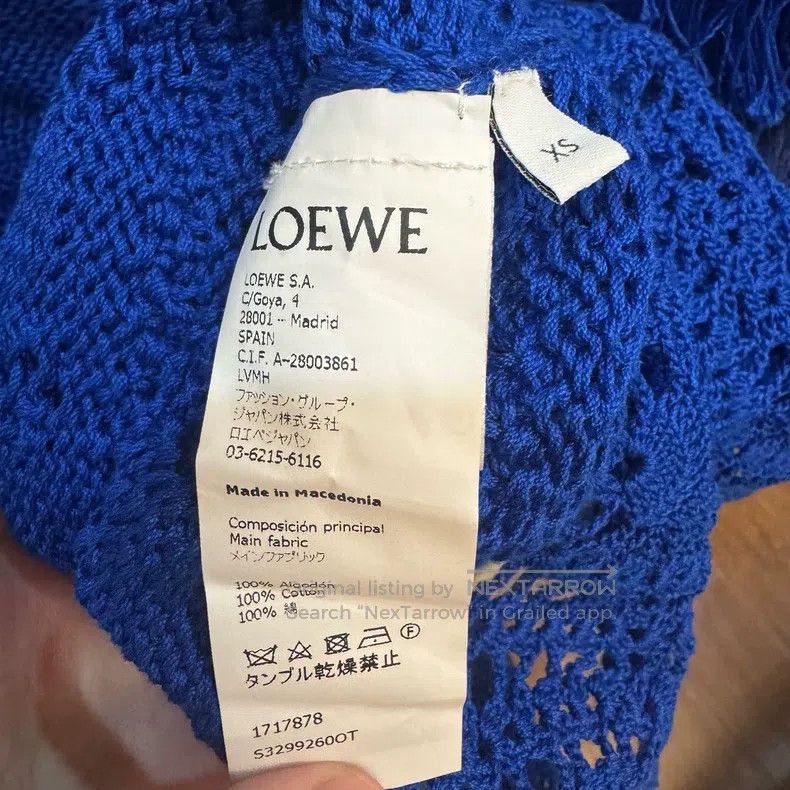 Loewe Loewe Blue Large V-Neck Openwork Knitted Sweater Size XS / US 0-2 / IT 36-38 - 3 Thumbnail