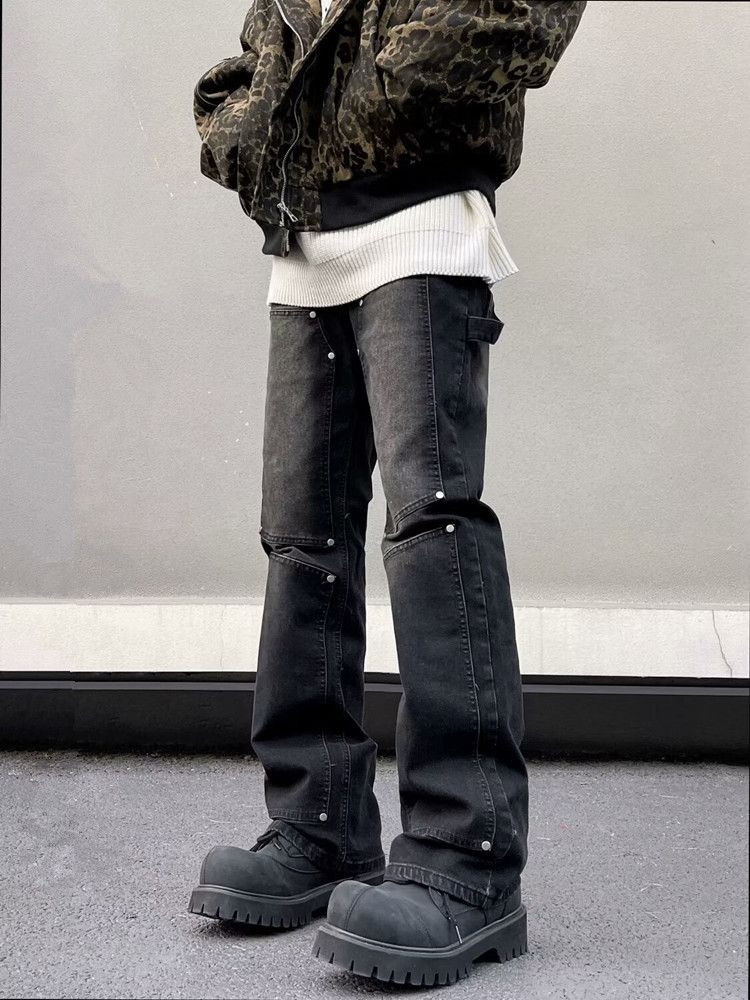 Jean × Vintage Streetwear Washed Black Button Stack Size US 28 / EU 44 - 3 Thumbnail