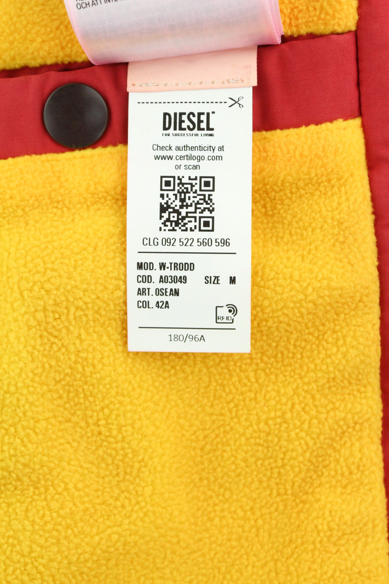 Diesel W-TRODD M Oversized Fleece Lined Hooded Zip Jacket 40057 Size US M / EU 48-50 / 2 - 6 Thumbnail