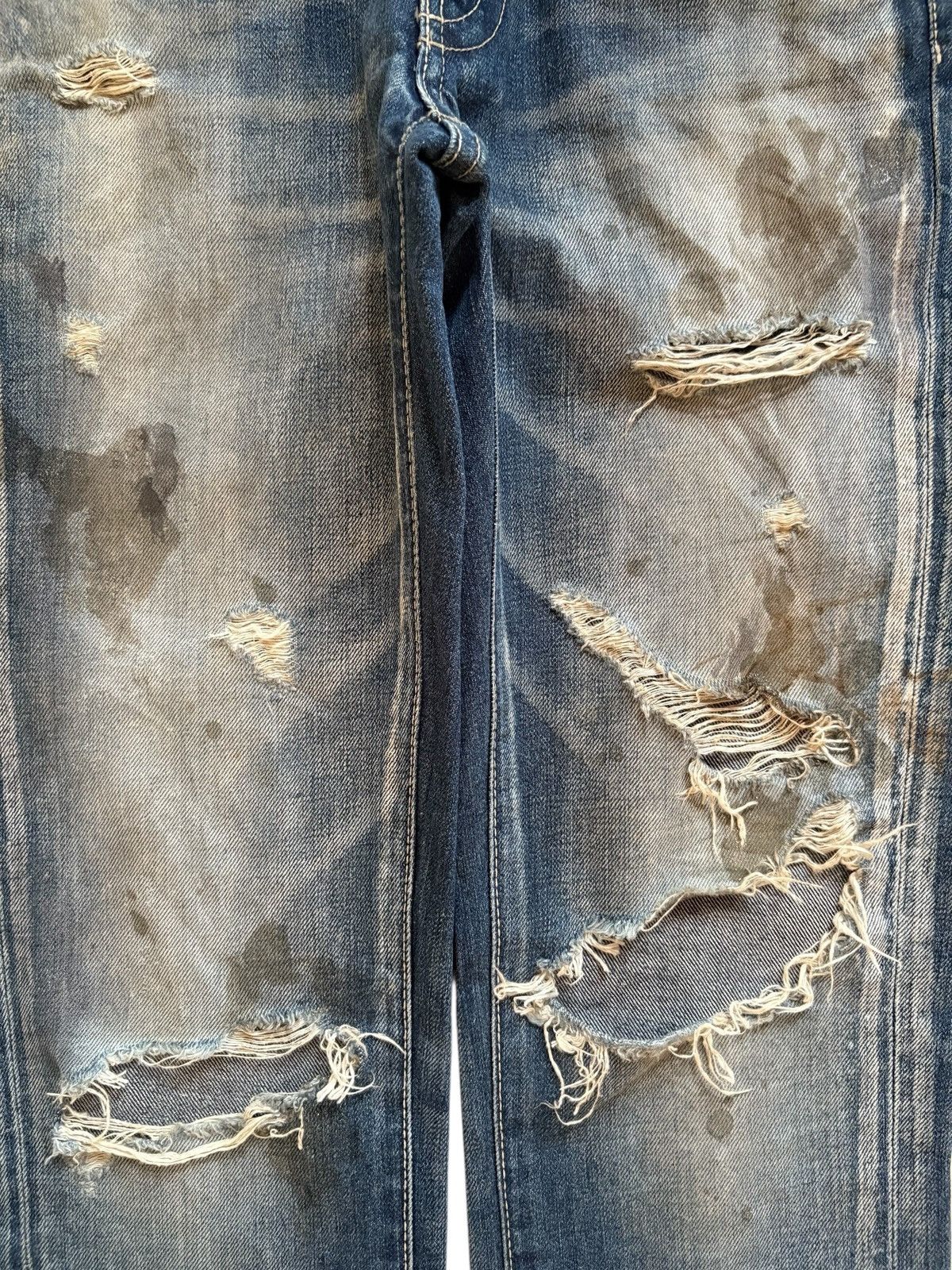 Beauty Beast × Japanese Brand × Vanquish Vintage Vanquish Mud Wash Painted Distressed Ripped Jeans Size 29" - 5 Thumbnail