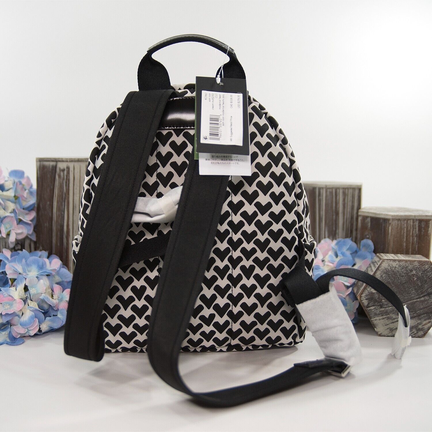Kate Spade Kate Spade Sam Icon Black White Heart Nylon Jacquard Small B Size ONE SIZE - 5 Thumbnail