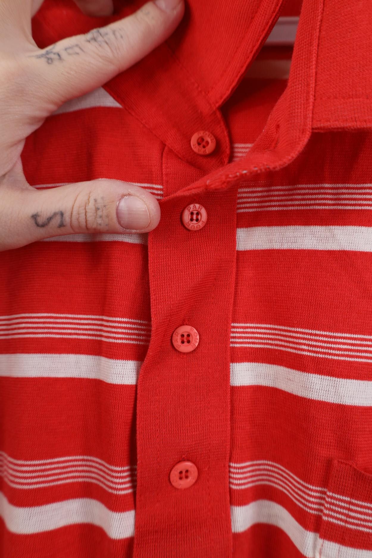 Vintage Vintage 80s 90s Streetwear Striped Knit Golf Polo Shirt Red Size US XL / EU 56 / 4 - 6 Thumbnail