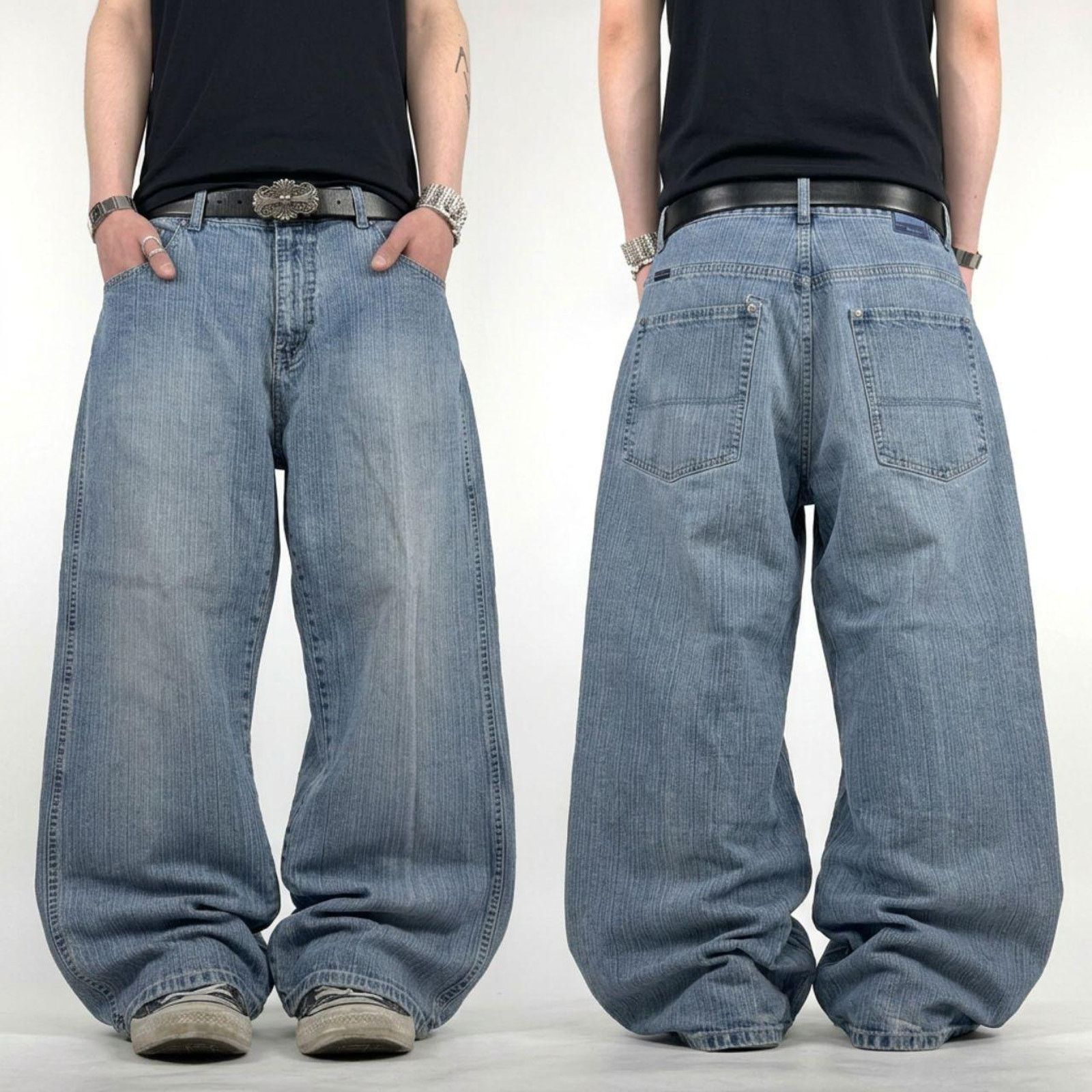Vintage y2k embroidered skater baggy wide leg archive jeans