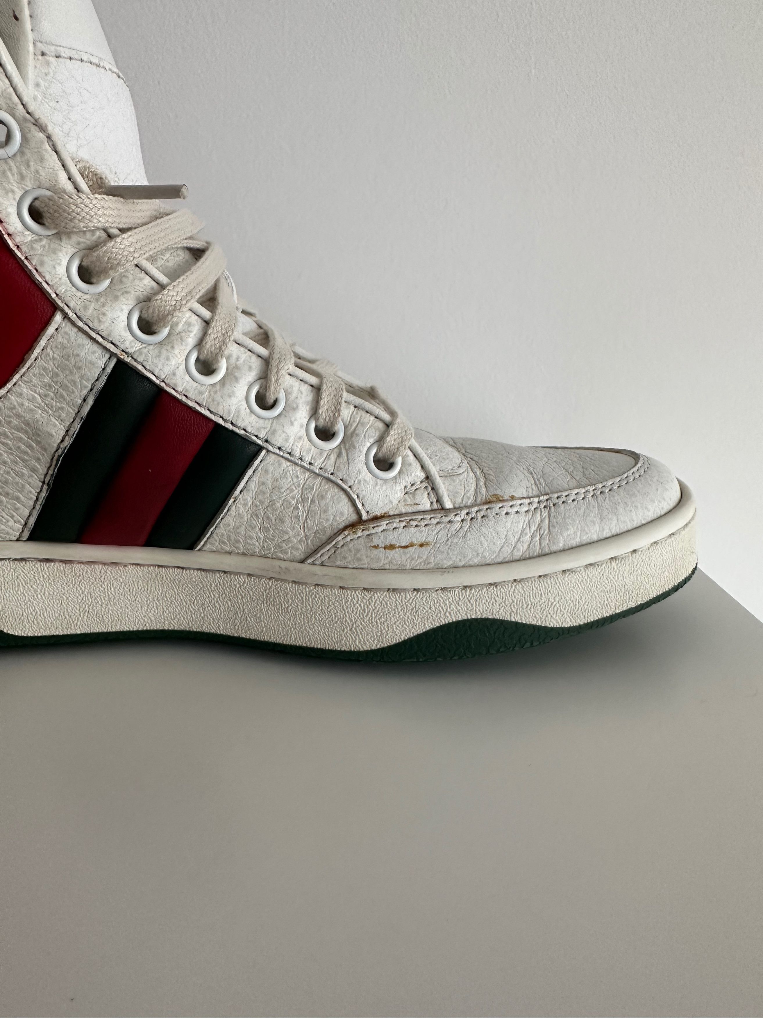 Gucci GUCCI high top leather sneakers WEB 370504 Size US 7 / IT 37 - 8 Thumbnail