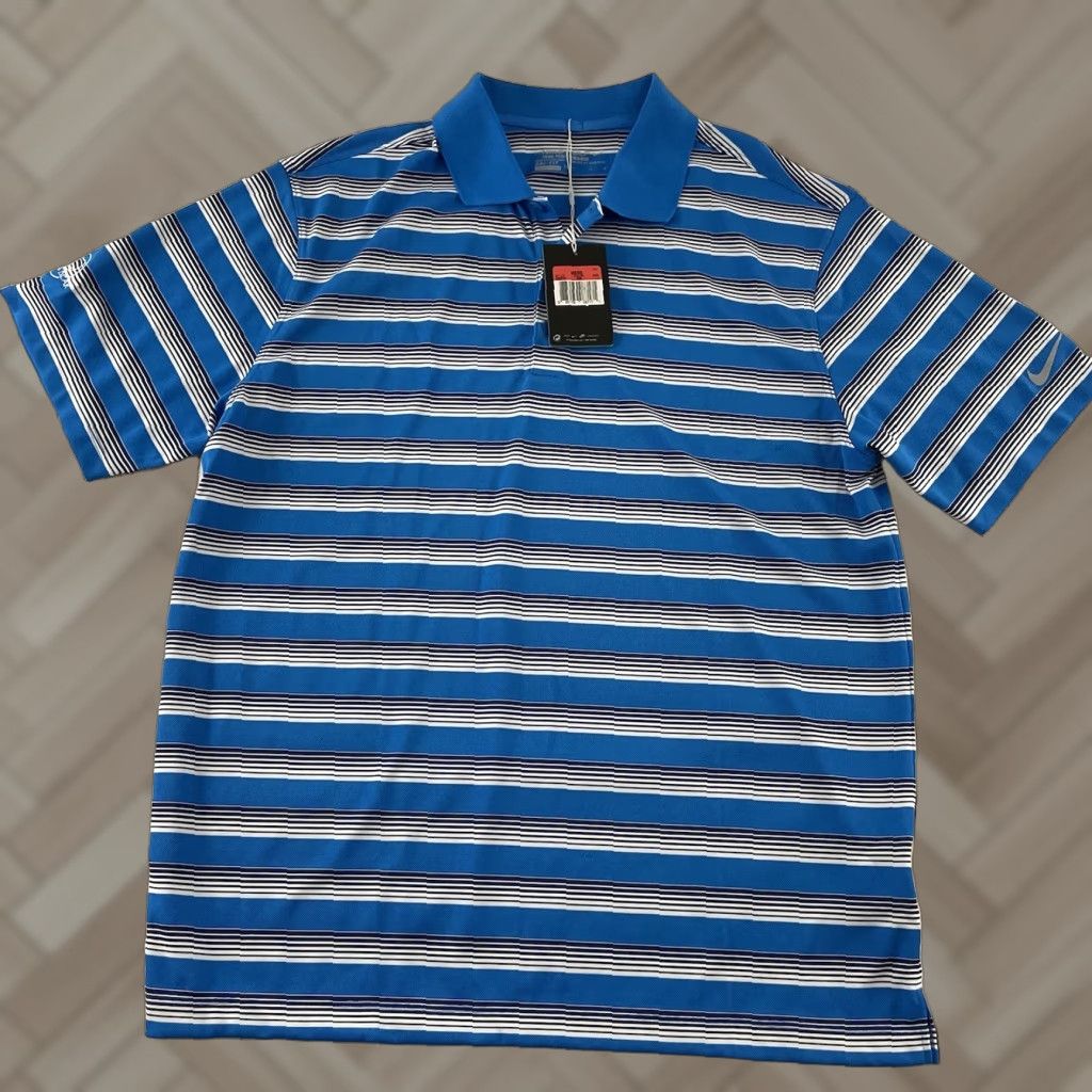 Nike Nike Tour Performance Striped Short Sleeve Polo Shirt Men's L Blue Size US L / EU 52-54 / 3 - 1 Thumbnail