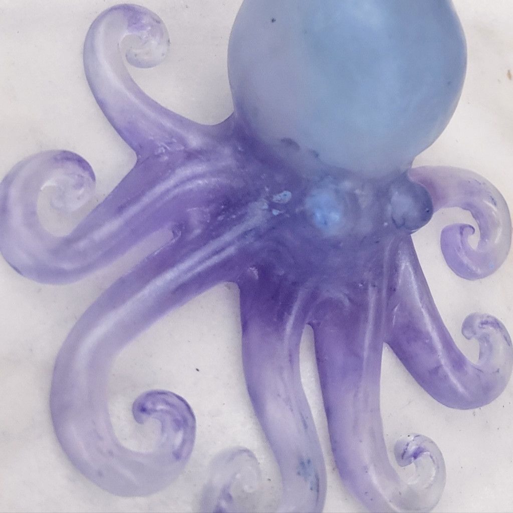 Handmade Blue and Purple 5" Resin Octopus Figurine Size ONE SIZE - 2 Thumbnail
