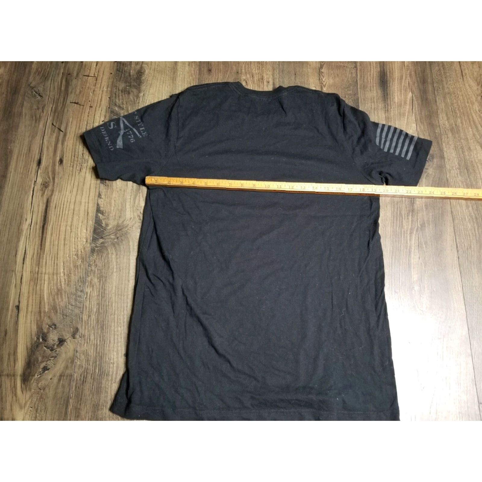 Vintage Grunt Style T-Shirt Men Large USA Distressed Stars Tee Black Short Sleeve Crew Neck US Flag Patriotic Mens L Size US L / EU 52-54 / 3 - 2 Thumbnail