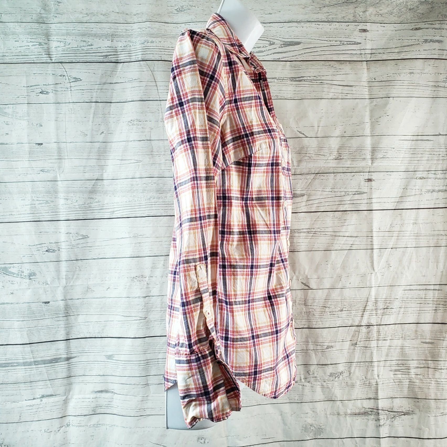 Lands' End Lands End Womens Button Front Shirt Sz 2 Pink Plaid Long Sleeve 100% Cotton Casual Shirt Womens Size XS / US 0-2 / IT 36-38 - 3 Thumbnail