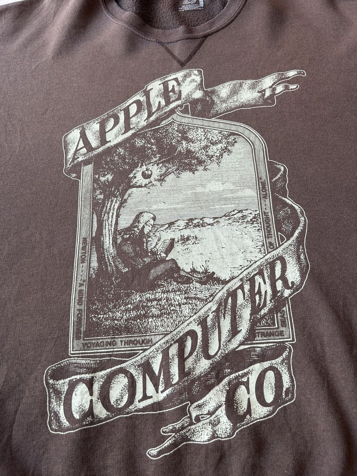 Apple FOTL Apple Computer Co Sunfaded Brown Sweatshirt Size US XL / EU 56 / 4 - 2 Thumbnail