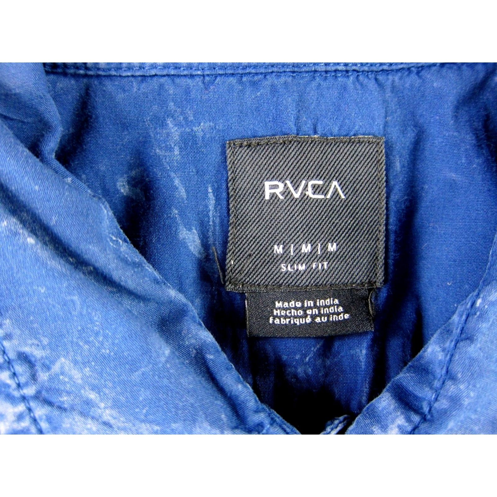 RVCA RVCA Men Button-Down Shirt 100% Cotton Blue Acid Wash Short Sleeve Medium Size US M / EU 48-50 / 2 - 3 Thumbnail