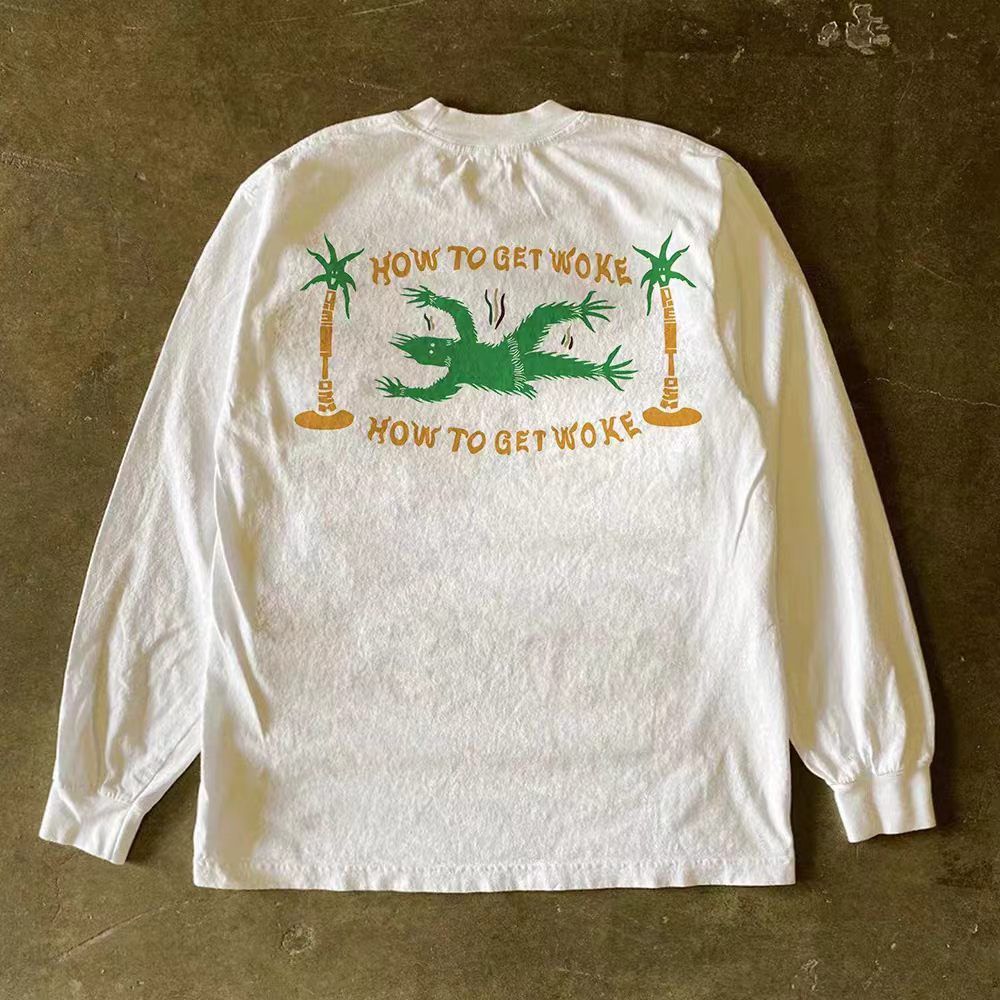 Vintage White Casual Retro Long-Sleeve T-Shirt with Monster Print Size US M / EU 48-50 / 2 - 2 Thumbnail