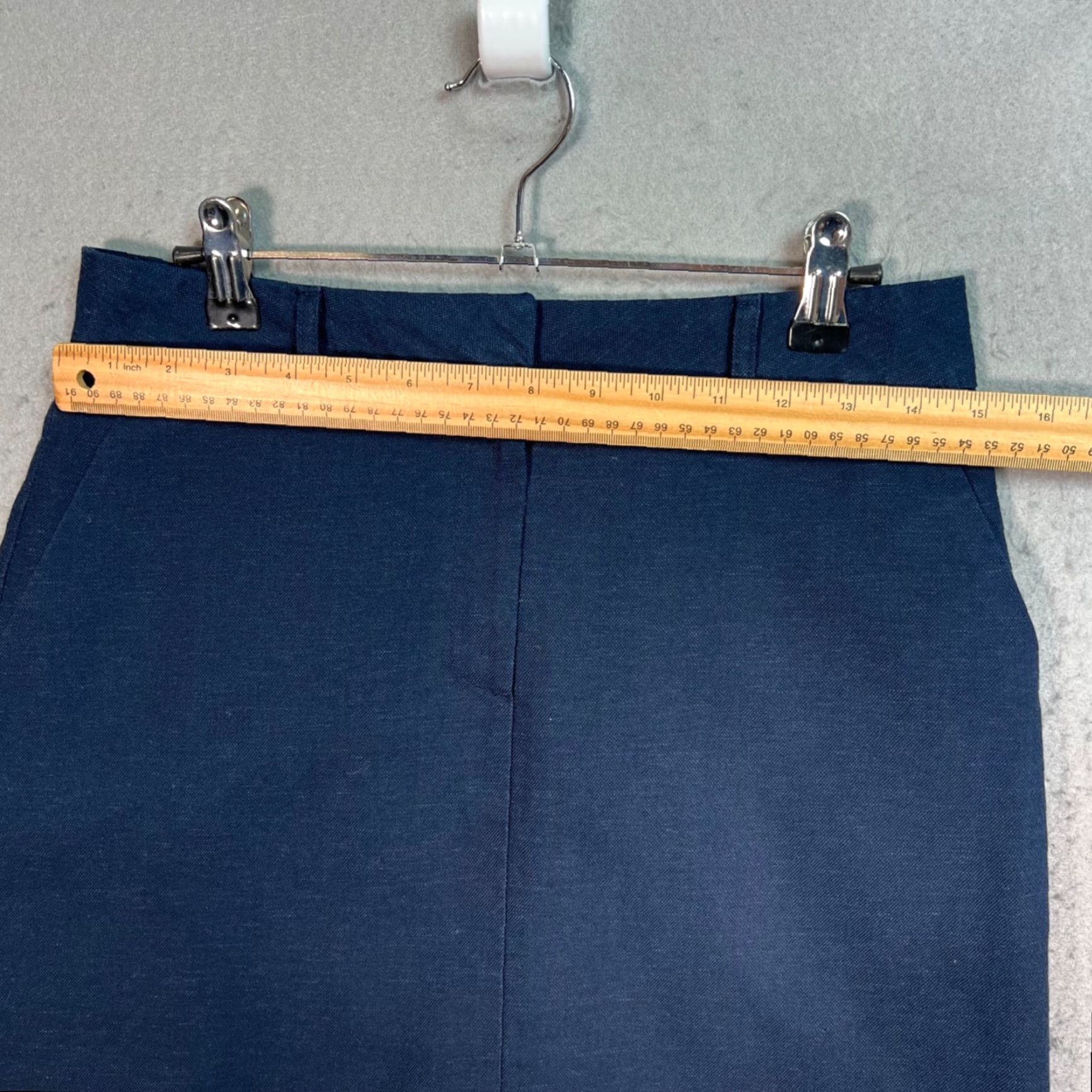 Vintage The Frankie Shop Womens Medium Navy Blue Mini Skirt Rayon Blend Size 32" / US 10 / IT 46 - 6 Thumbnail