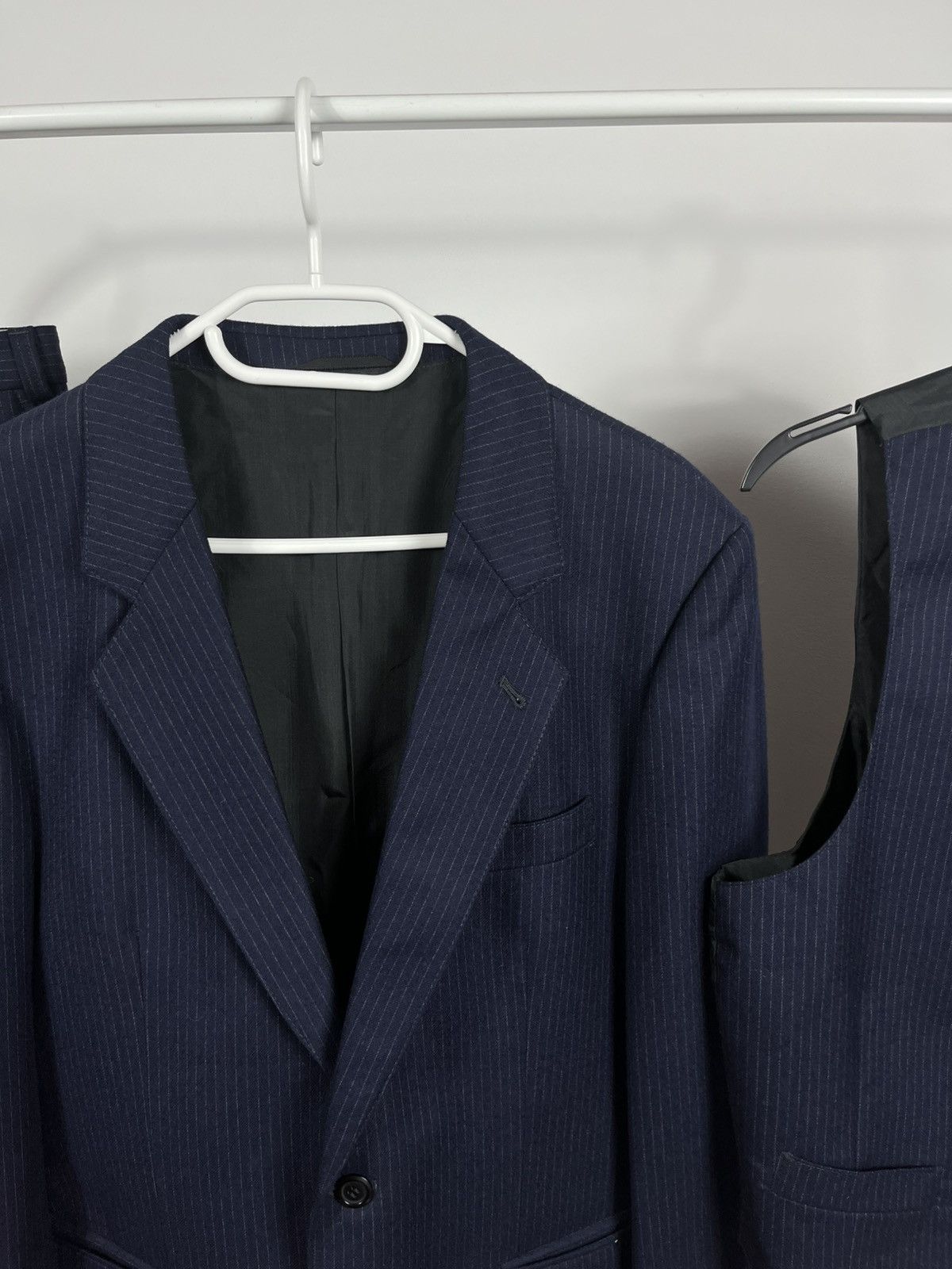 Vintage Wool 3-Piece Suit Pinstripe 40R Blazer Vest Pants