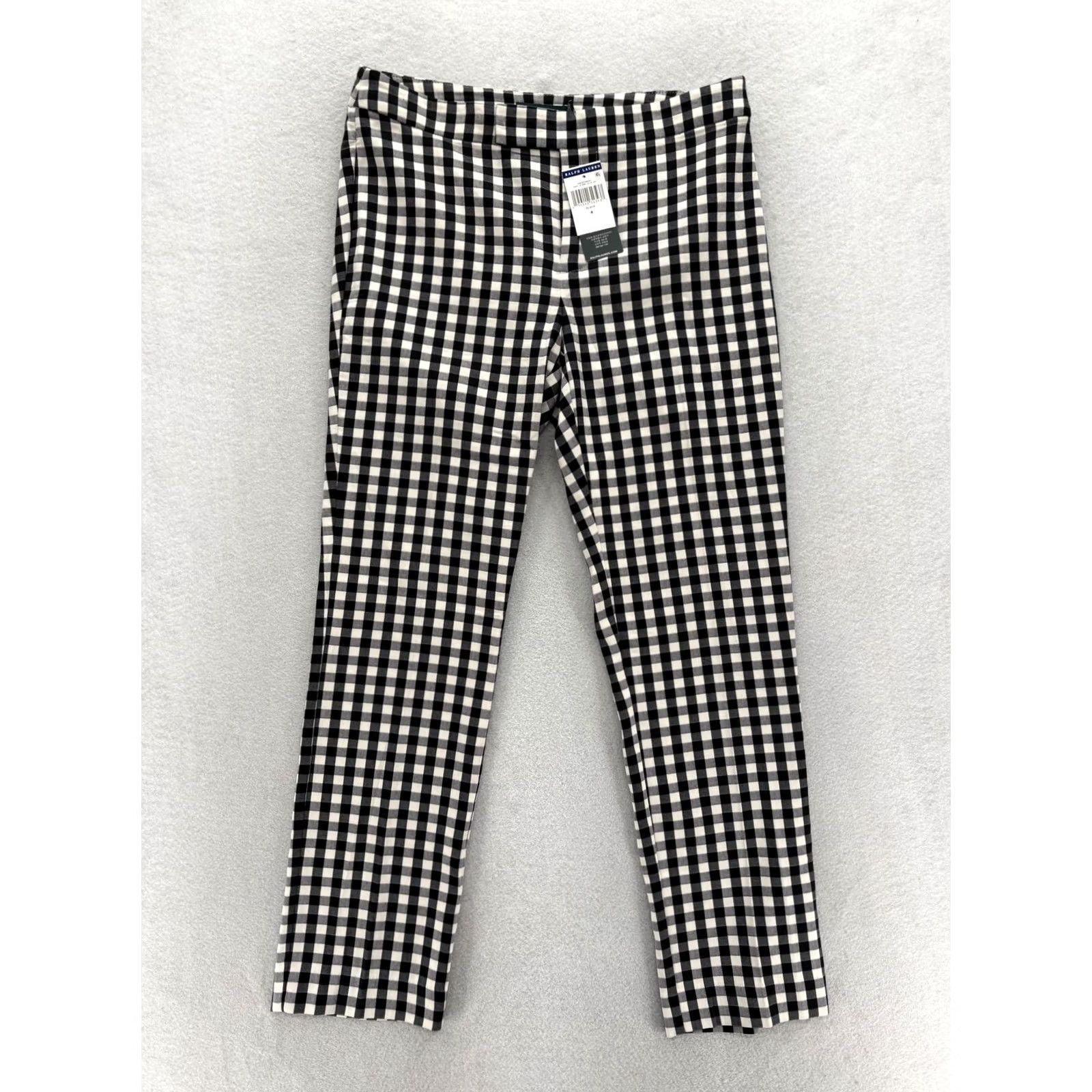Ralph Lauren Lauren Ralph Lauren Dress Pants Womens 4 Black Gingham Check Slim Stretch Twill Pants Women Blocked by Business Casual Workwear Womens Size 27" / US 4 / IT 40 - 2 Thumbnail