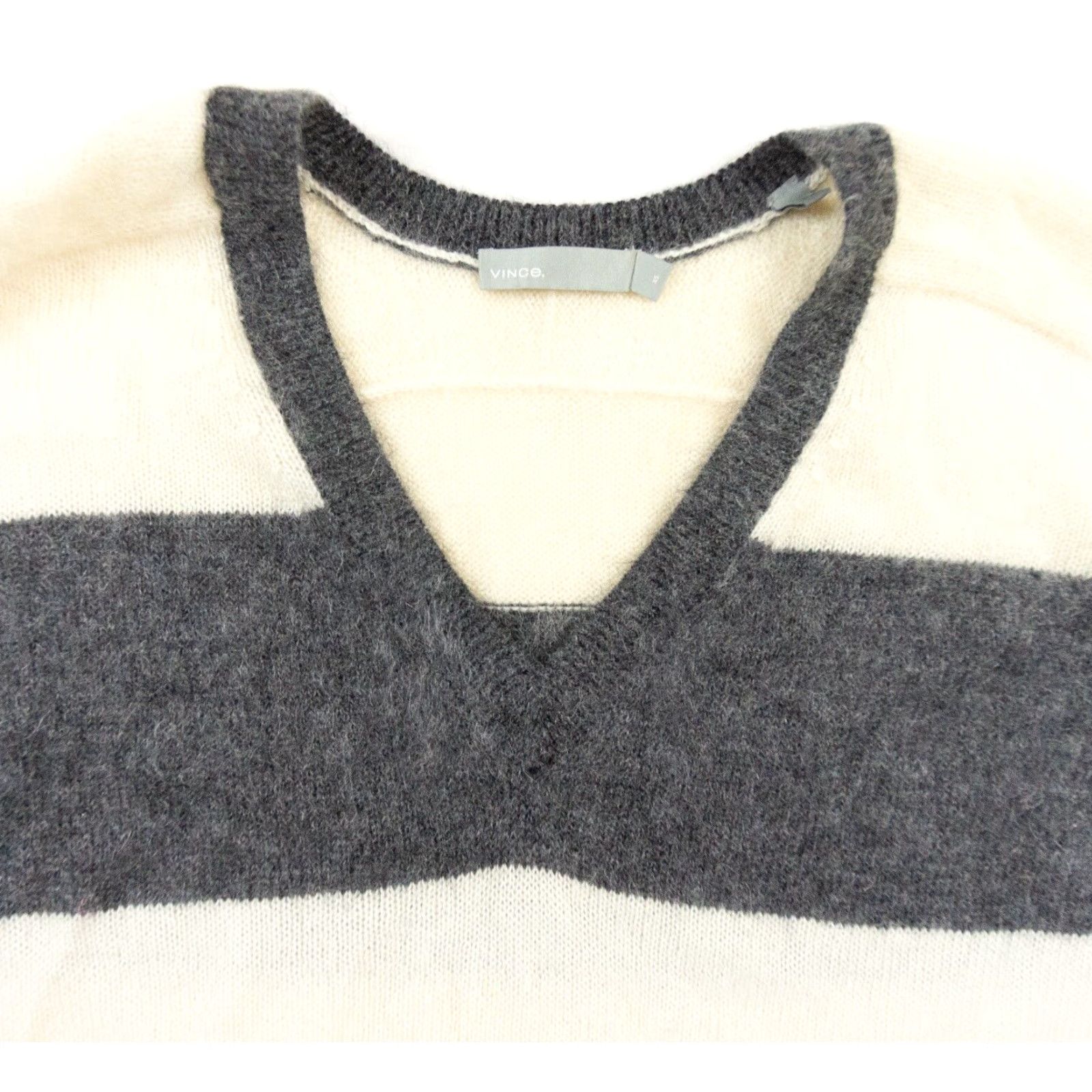 Vince Vince Women's Sweater XS Multicolor Mohair Wool Blend V-Neck Oversized Knit Pullover Colorblock Size XS / US 0-2 / IT 36-38 - 2 Thumbnail