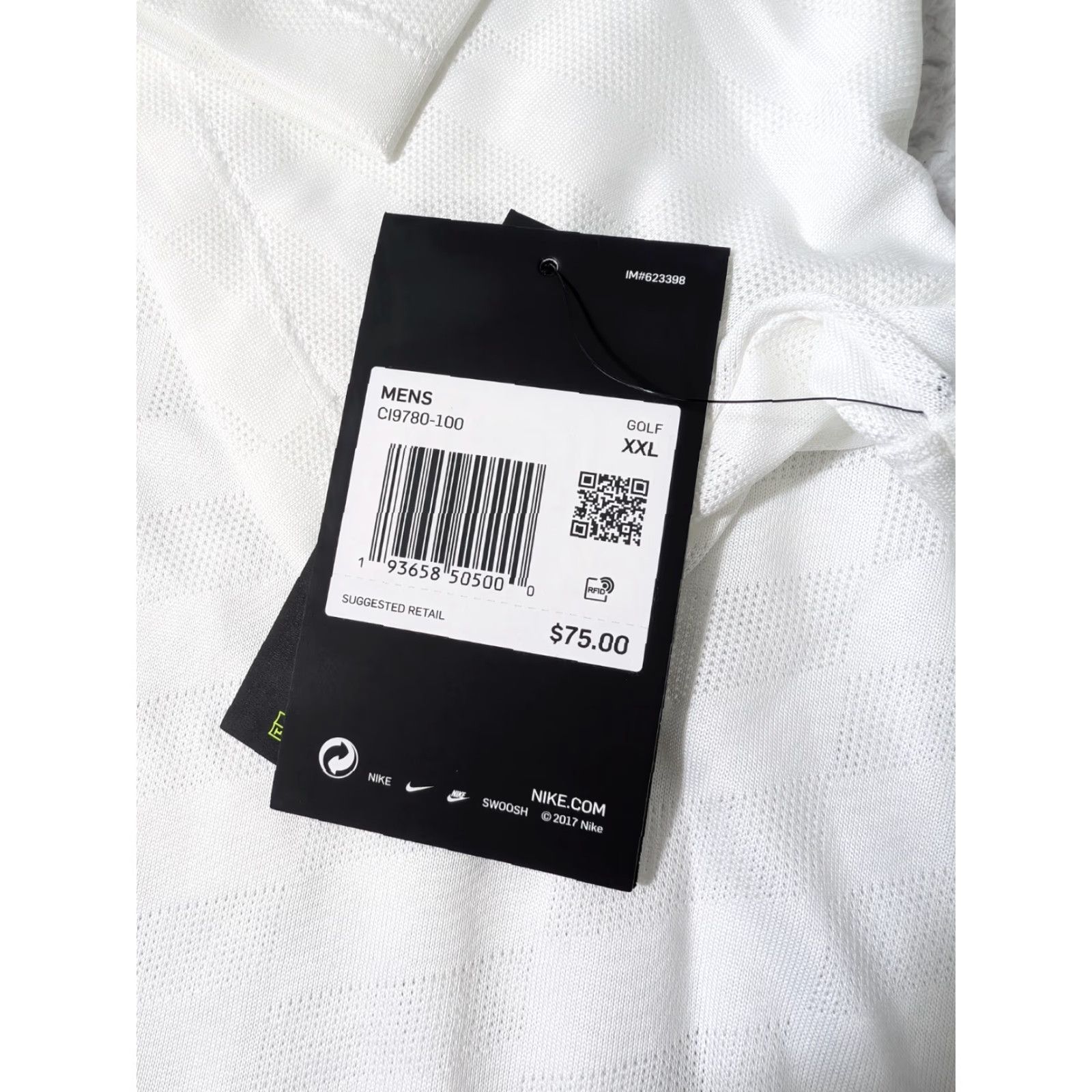 Nike Nike Polo Mens 2XL White Geometric Print Golf Athletic Performance Shirt Size US XXL / EU 58 / 5 - 3 Thumbnail