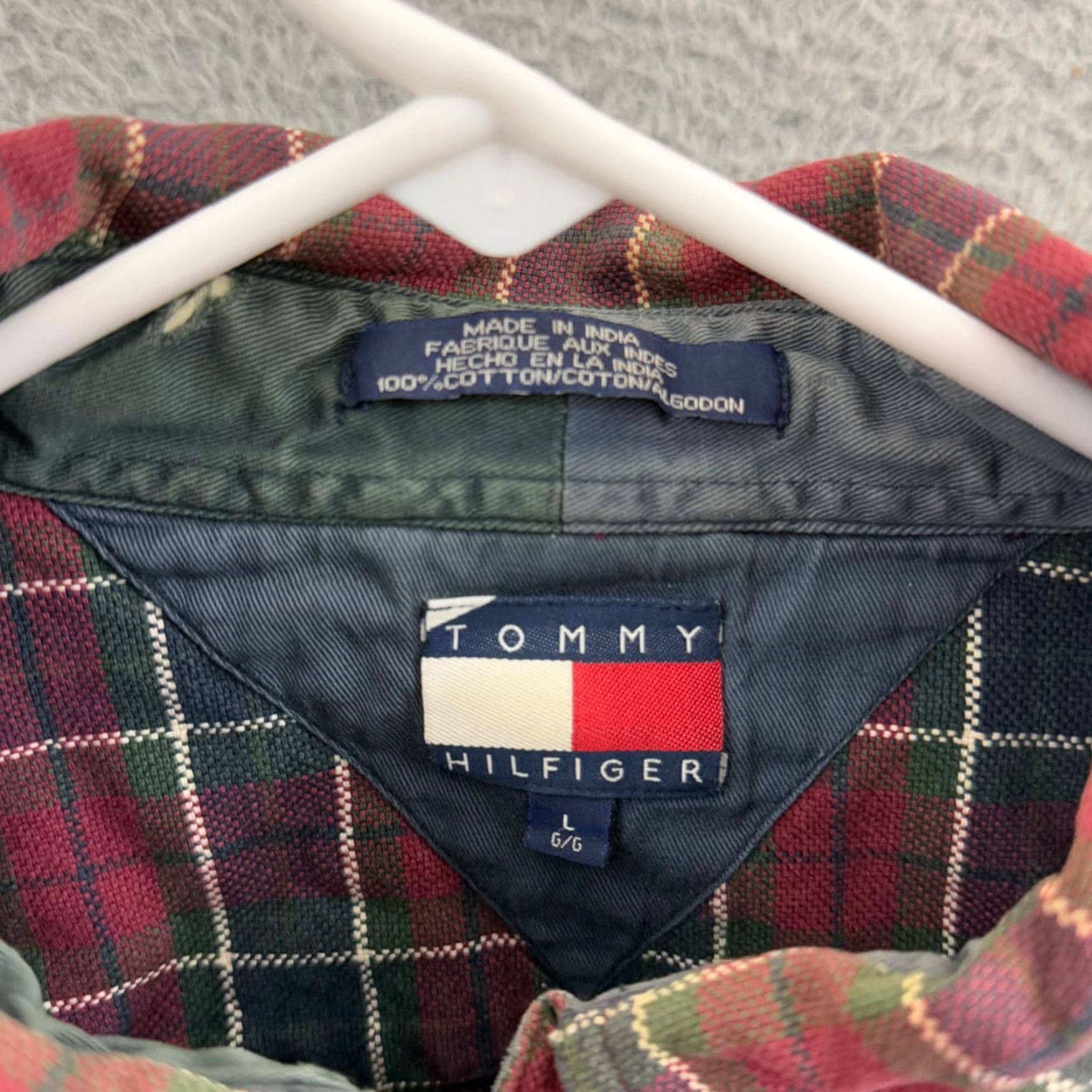 Tommy Hilfiger VINTAGE Tommy Hilfiger Shirt Mens Large Red Plaid 90s Crest Long Sleeve Casual Size US L / EU 52-54 / 3 - 7 Thumbnail