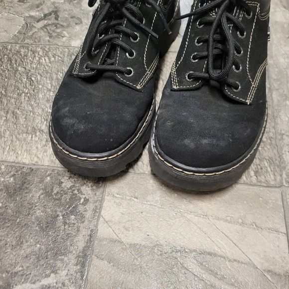 SKECHERS Vintage 90s y2k Skechers Black Suede Leather Platform Lace-u Size US 9.5 / IT 39.5 - 4 Thumbnail