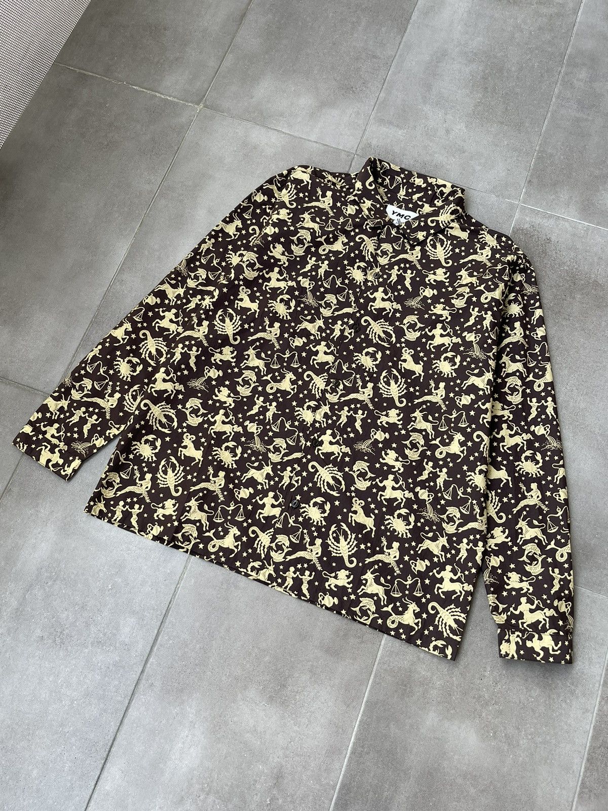 YMC !DS! SS23 YMC Zodiac Motif Silk Button Up Shirt Size US M / EU 48-50 / 2 - 9 Thumbnail