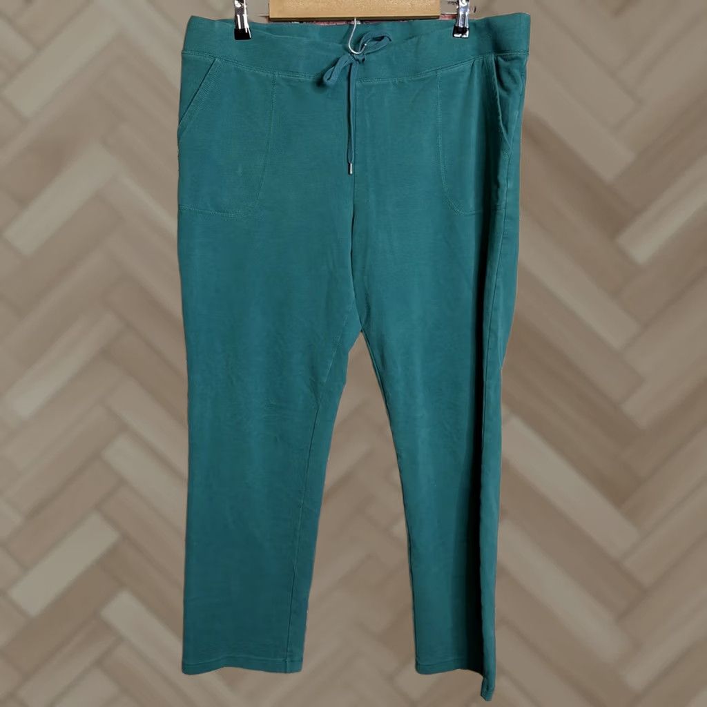 Vintage VINTAGE? no. (But not vintage rule). L.L. Bean Cozy Sweatpants Women XL Green Pockets Stretch Comfort Joggers Activewear Size 40" / US 18 - 1 Thumbnail