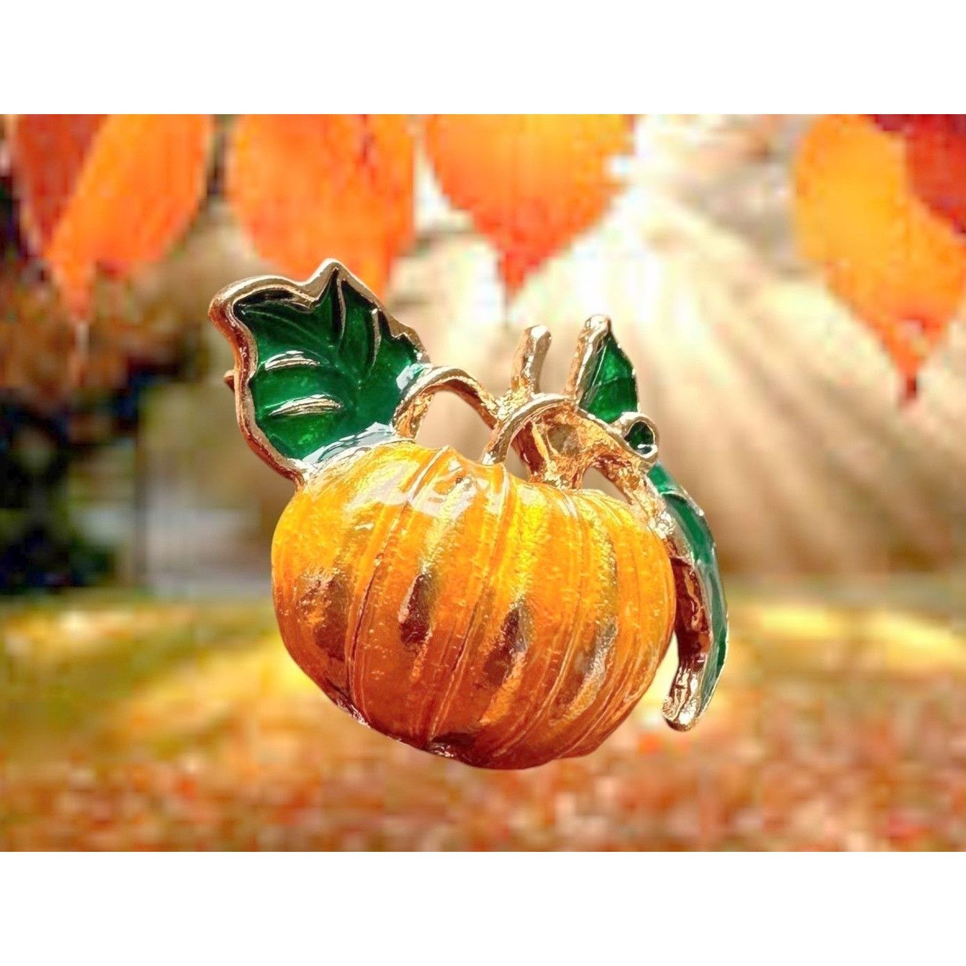 Handmade Pumpkin Brooch Pin New Fall Leaves Thanksgiving Bountiful Ha Size ONE SIZE - 4 Thumbnail