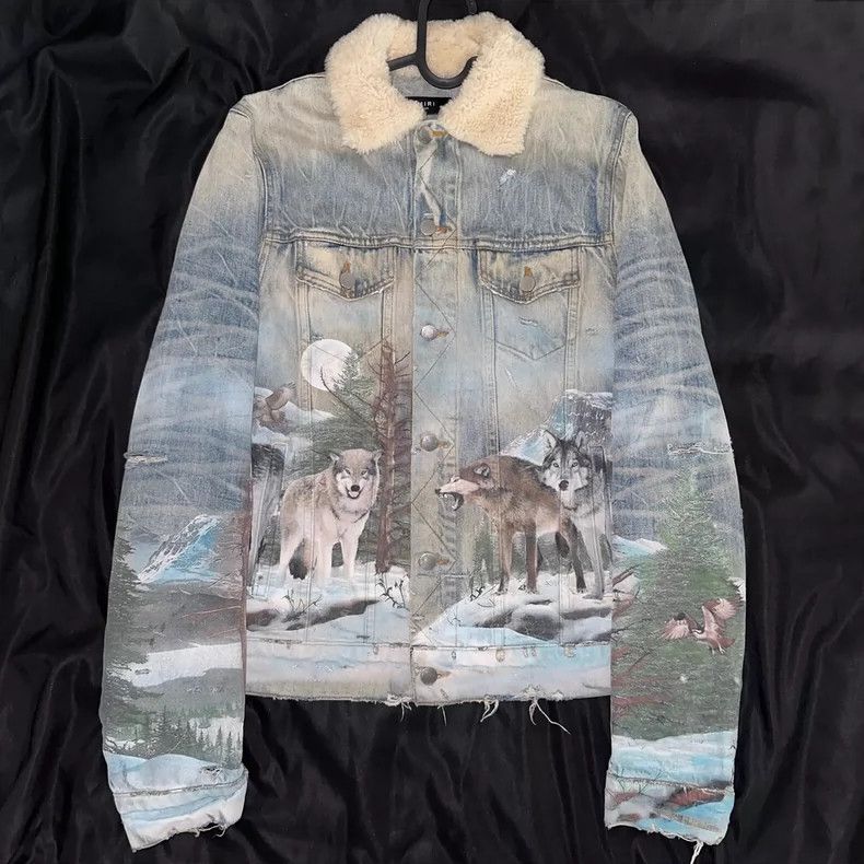 Amiri 19AW Shearling Airbrush Trucker Jacket