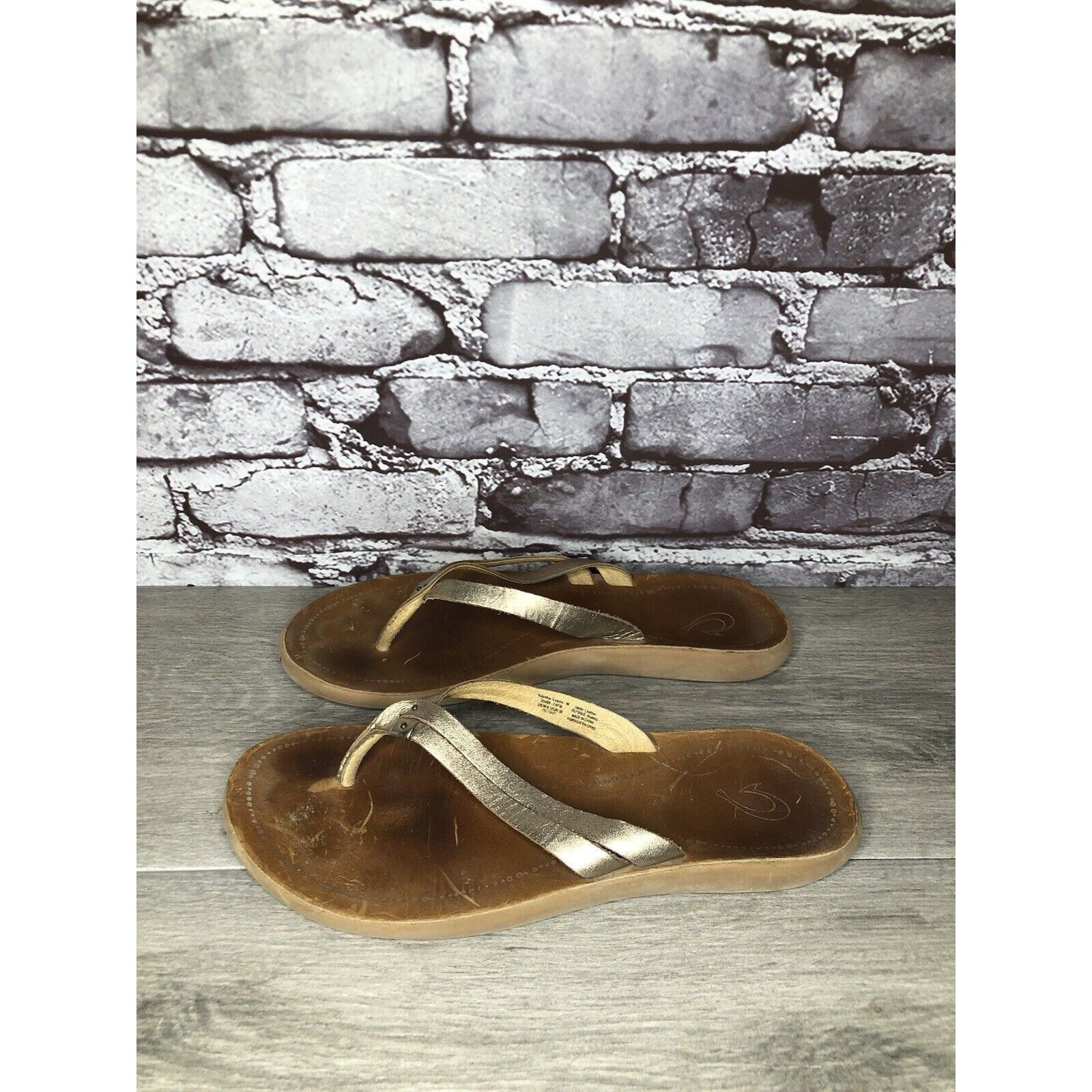 Olukai Olukai Kapehe Luana Gold Leather Beach Flip Flops Sandals Wo Size US 9 / IT 39 - 14 Thumbnail