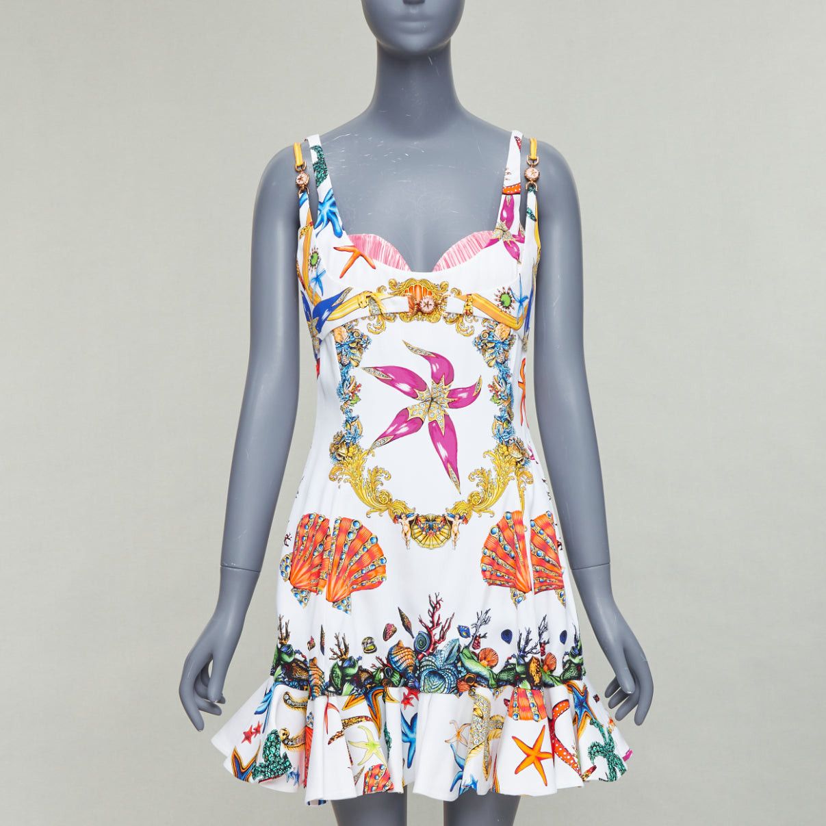 Versace VERSACE 2021 Runway Tresor De La Mer white starfish corset flounce dress IT40 L Size S / US 4 / IT 40 - 1 Thumbnail