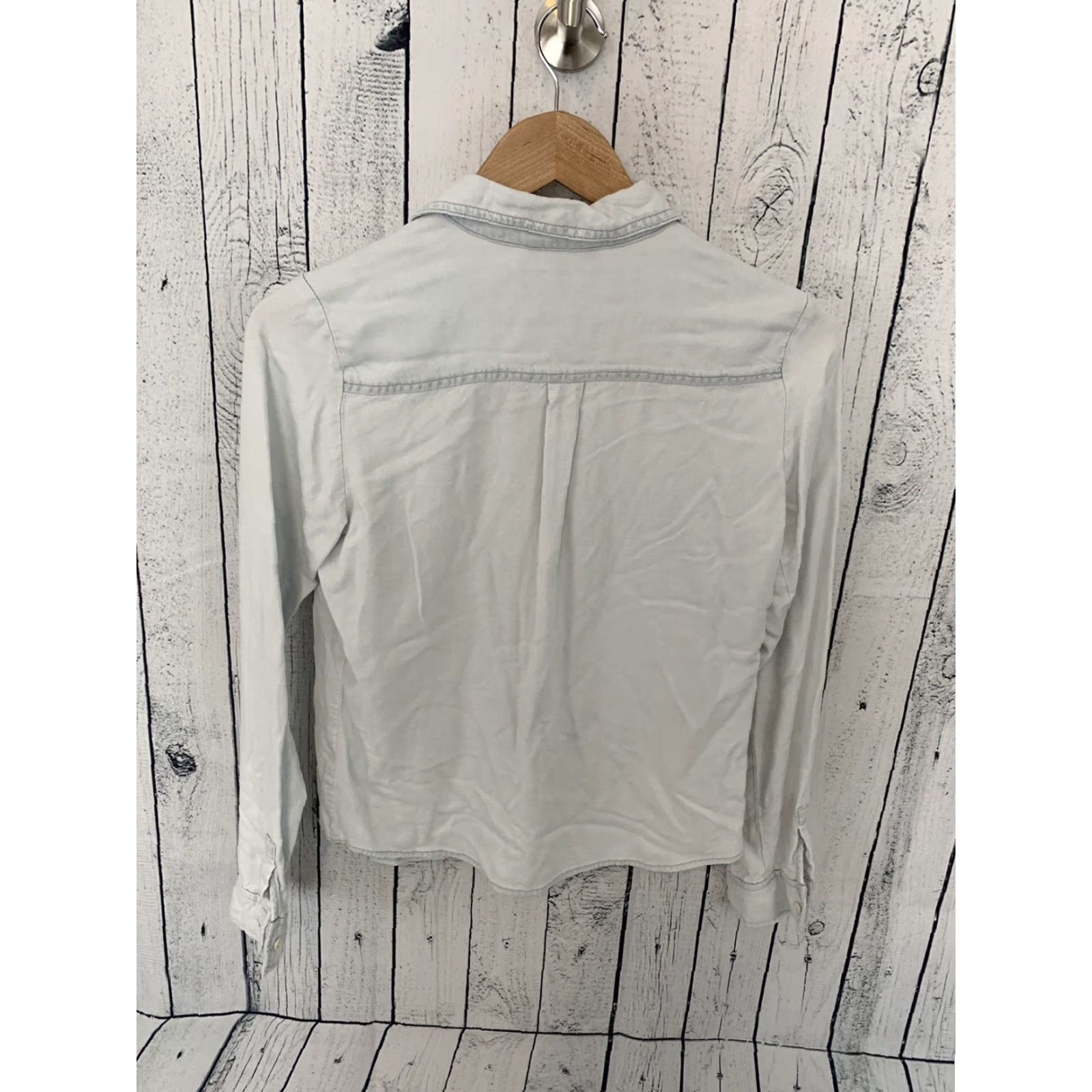 Vintage RUBBISH Long Sleeve Button Front Top Women's Small Light Blue Gray Blouse Shirt Adults Small Gray Buttons Long Sleeve Womens Size S / US 4 / IT 40 - 3 Thumbnail