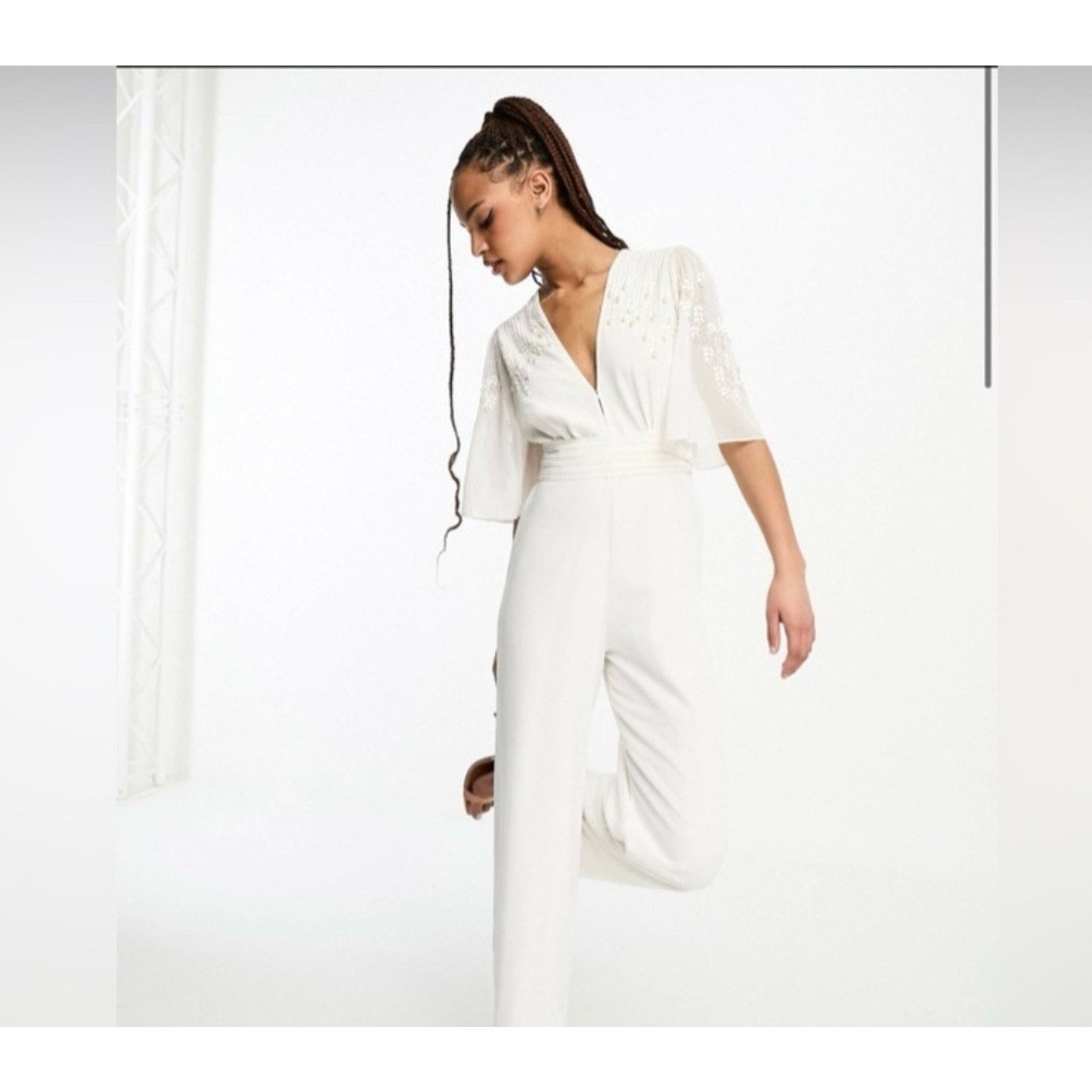 Other ASOS Hope & Ivy Bridal Embellished Bow Back Jumpsuit 12 Size XL / US 12-14 / IT 48-50 - 1 Thumbnail