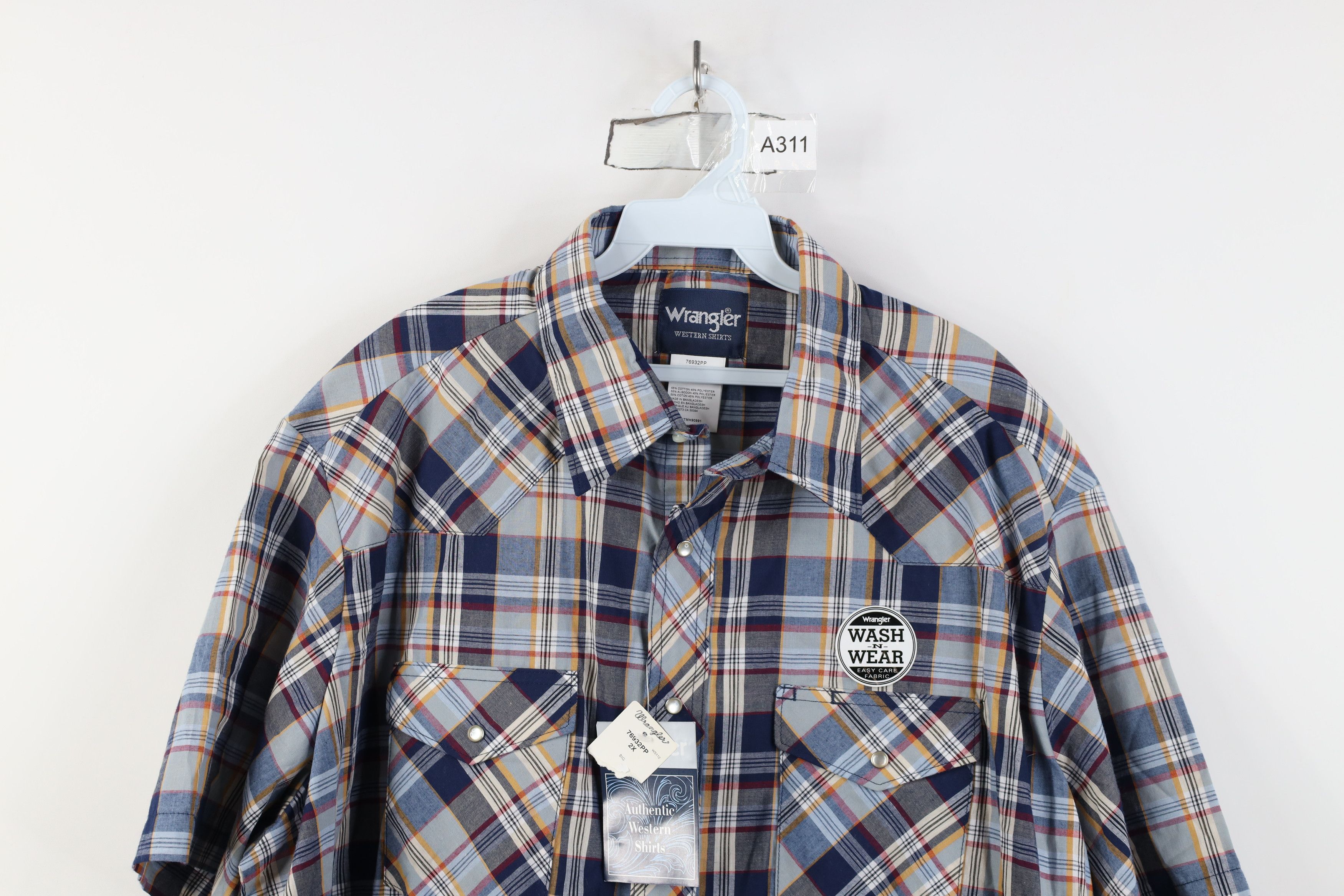 Wrangler Deadstock Vintage Y2K Wrangler Western Button Shirt Plaid Size US XXL / EU 58 / 5 - 2 Thumbnail