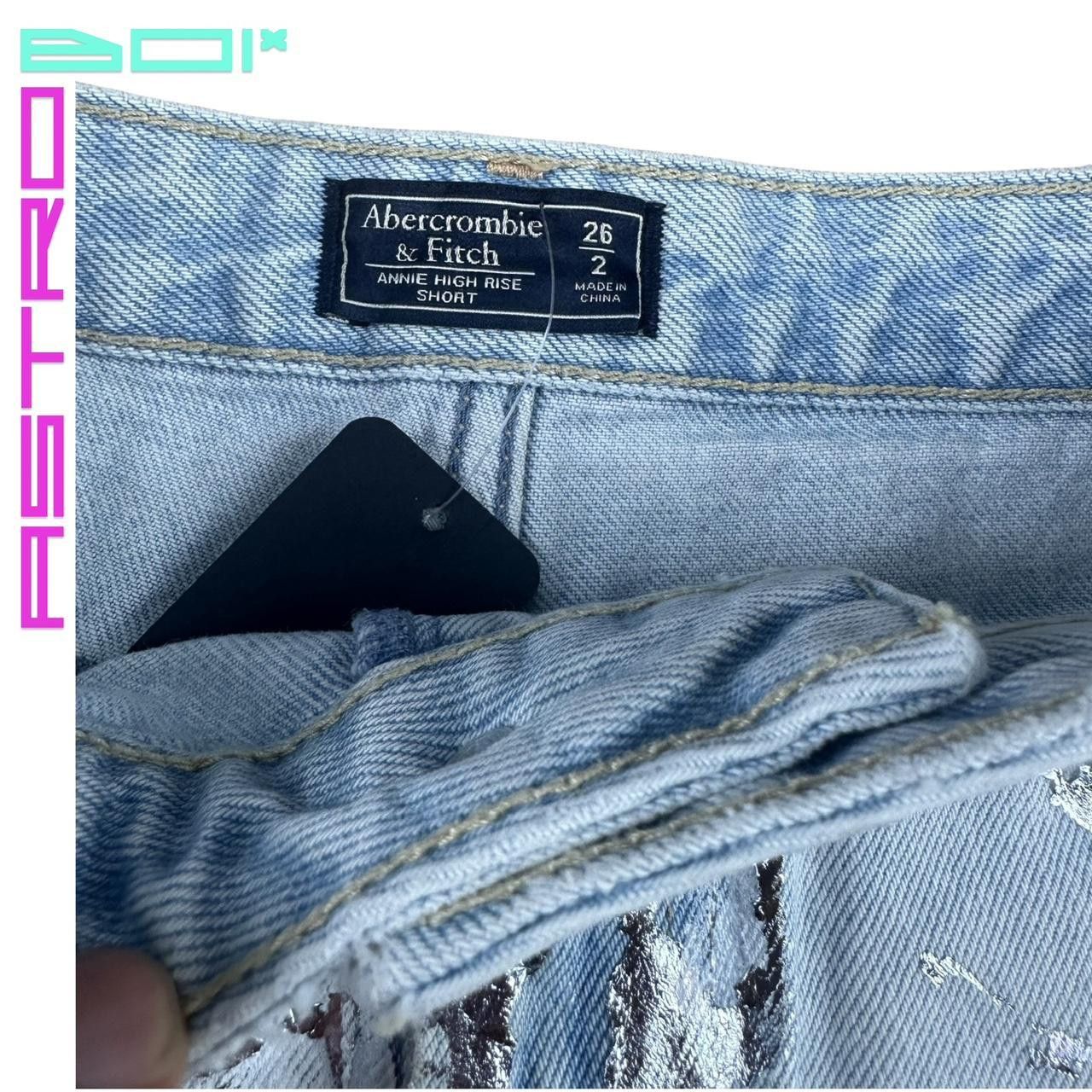 Abercrombie & Fitch Abercrombie + Fitch Blue Foiled Denim Shorts - 26" Size 26" / US 2 / IT 38 - 4 Thumbnail