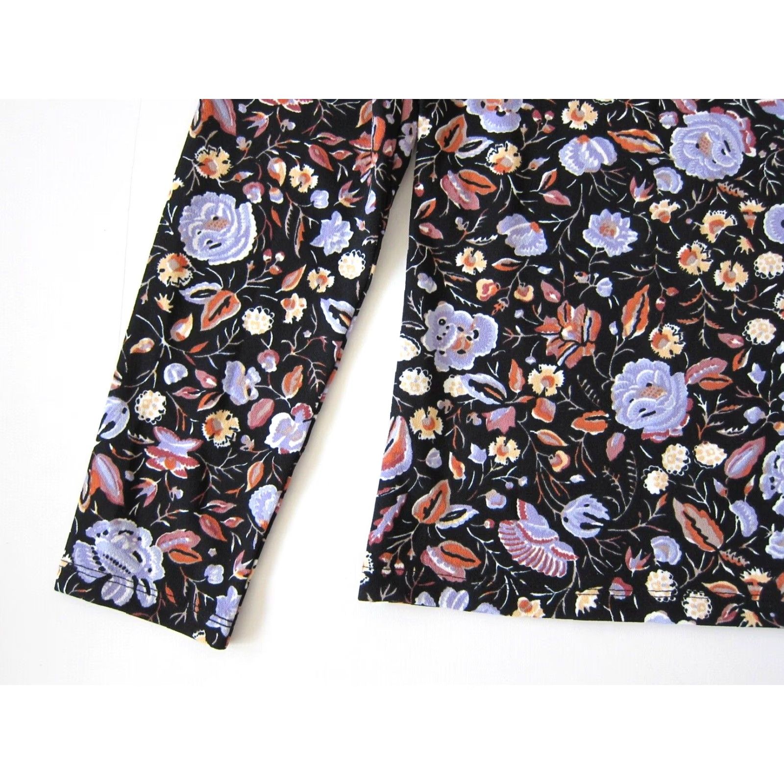 Ann Taylor Ann Taylor Black Purple Orange Stretch Long Sleeve High Neck Blouse Small Size S / US 4 / IT 40 - 7 Thumbnail