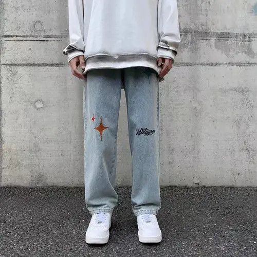 VIBE Street hiphop washed heavy craft embroidered jeans Size US 32 / EU 48 - 2 Thumbnail