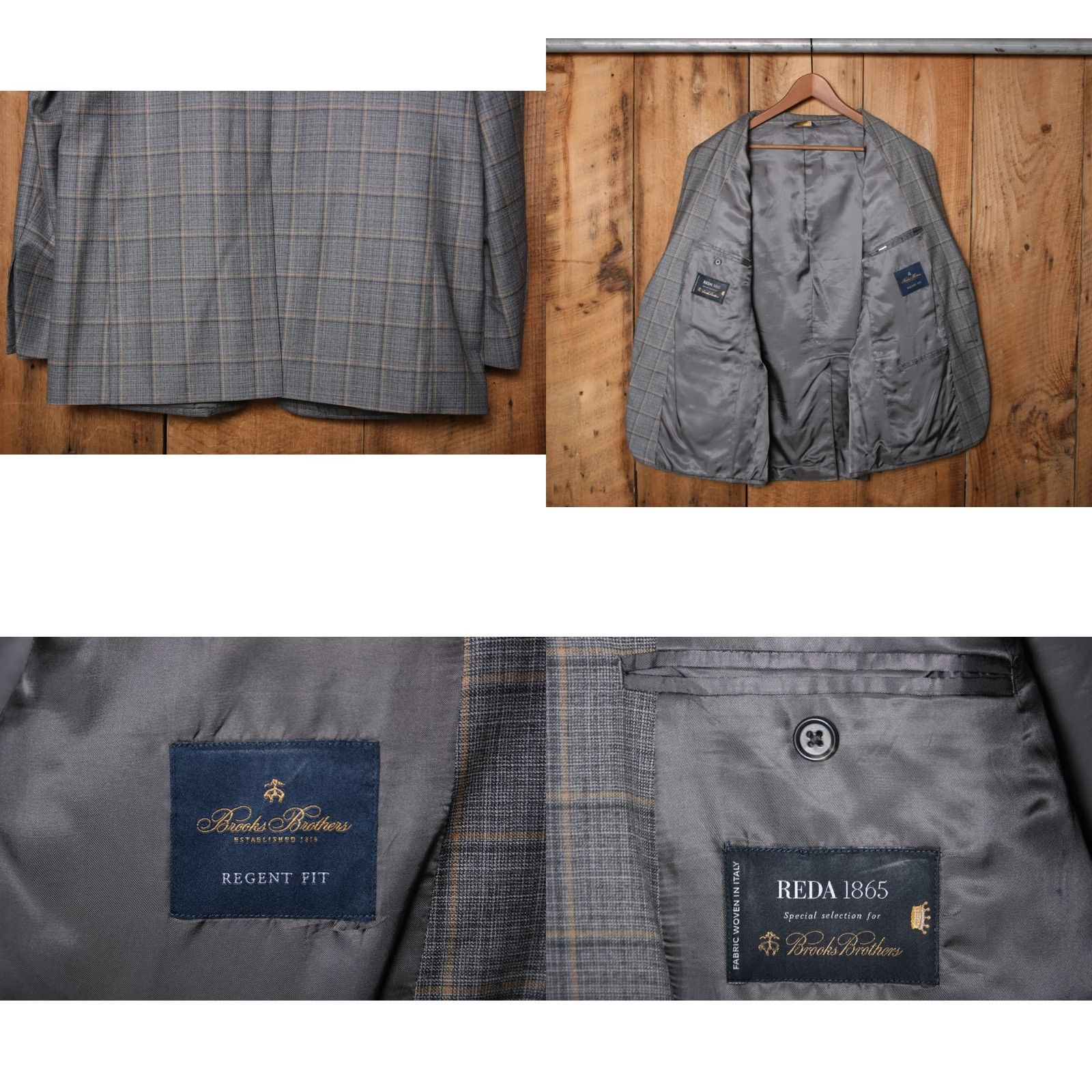 Brooks Brothers BROOKS BROTHERS Reda 1865 Regent Fit Gray Wool Check Sport Coat Sz 43L Mens Jacket Coat Long Wool Check Brookes Brothers Size US XS / EU 42 / 0 - 8 Thumbnail