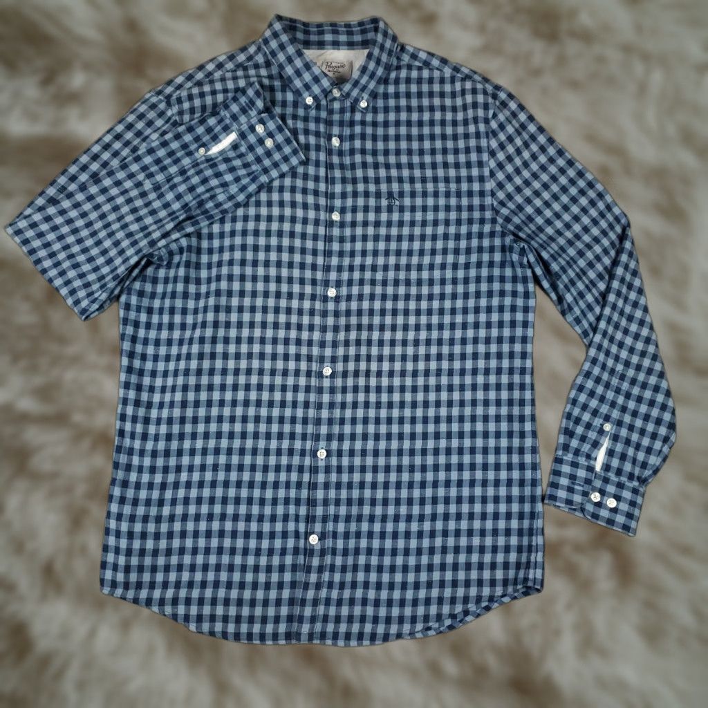 Original Penguin Original Penguin Shirt Mens Large Blue Check Button Up Long Sleeve Size US L / EU 52-54 / 3 - 1 Thumbnail