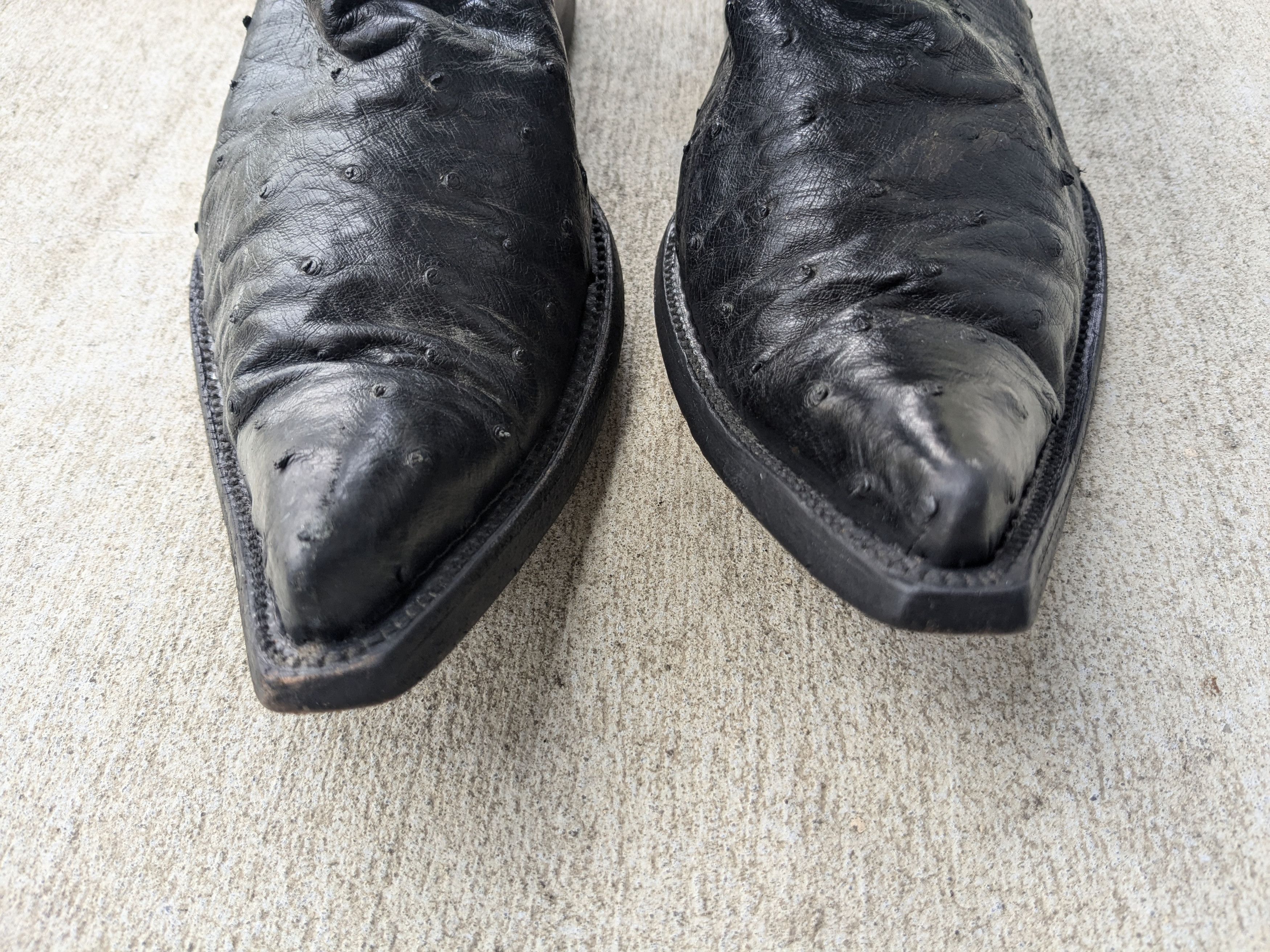 Genuine Leather Ostrich Cowboy Boots 9 Black Leather Mexico Botas Size US 9 / EU 42 - 2 Thumbnail