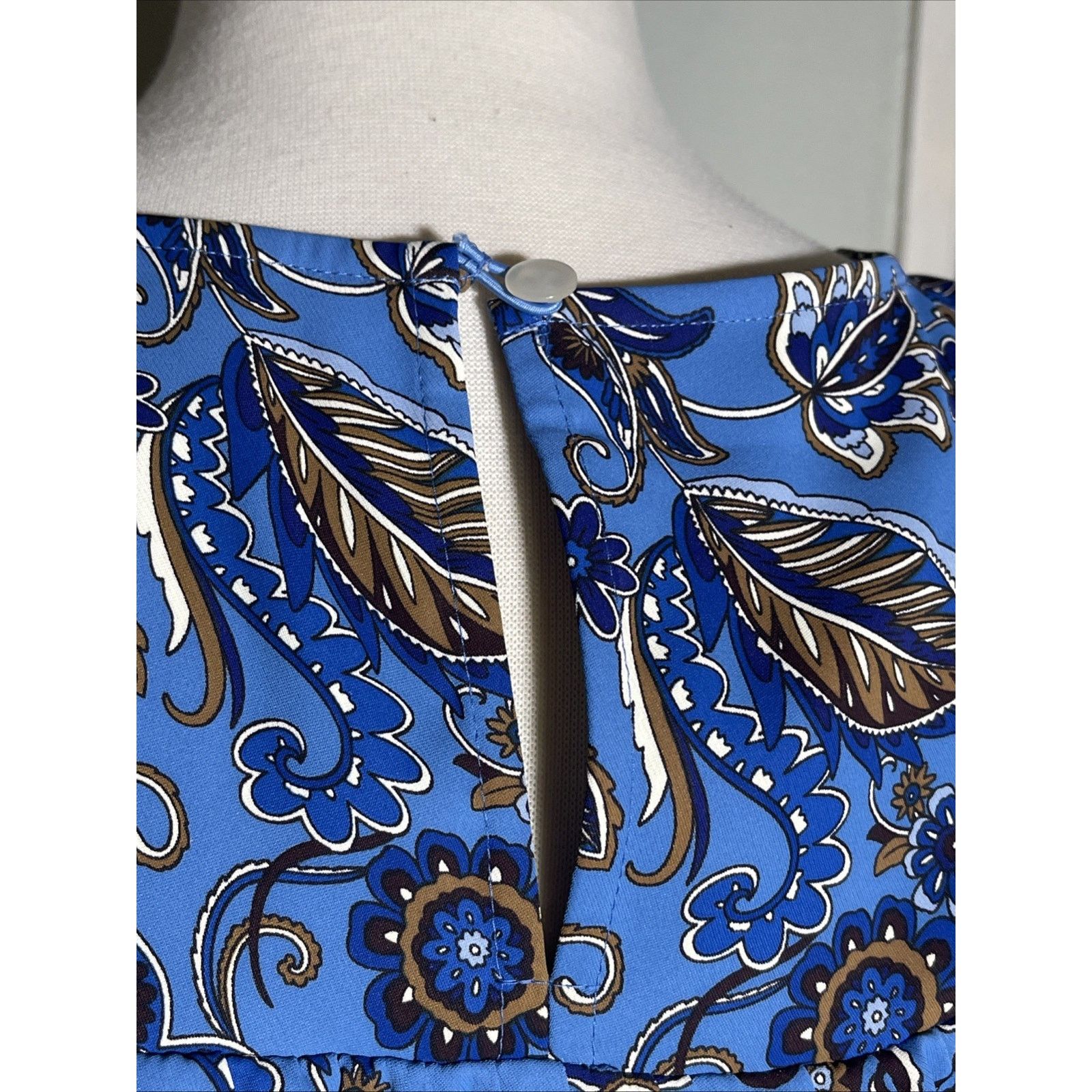 J. Jill J.Jill Top Medium Blue Teal Polyester Floral Tunic Size M / US 6-8 / IT 42-44 - 4 Thumbnail