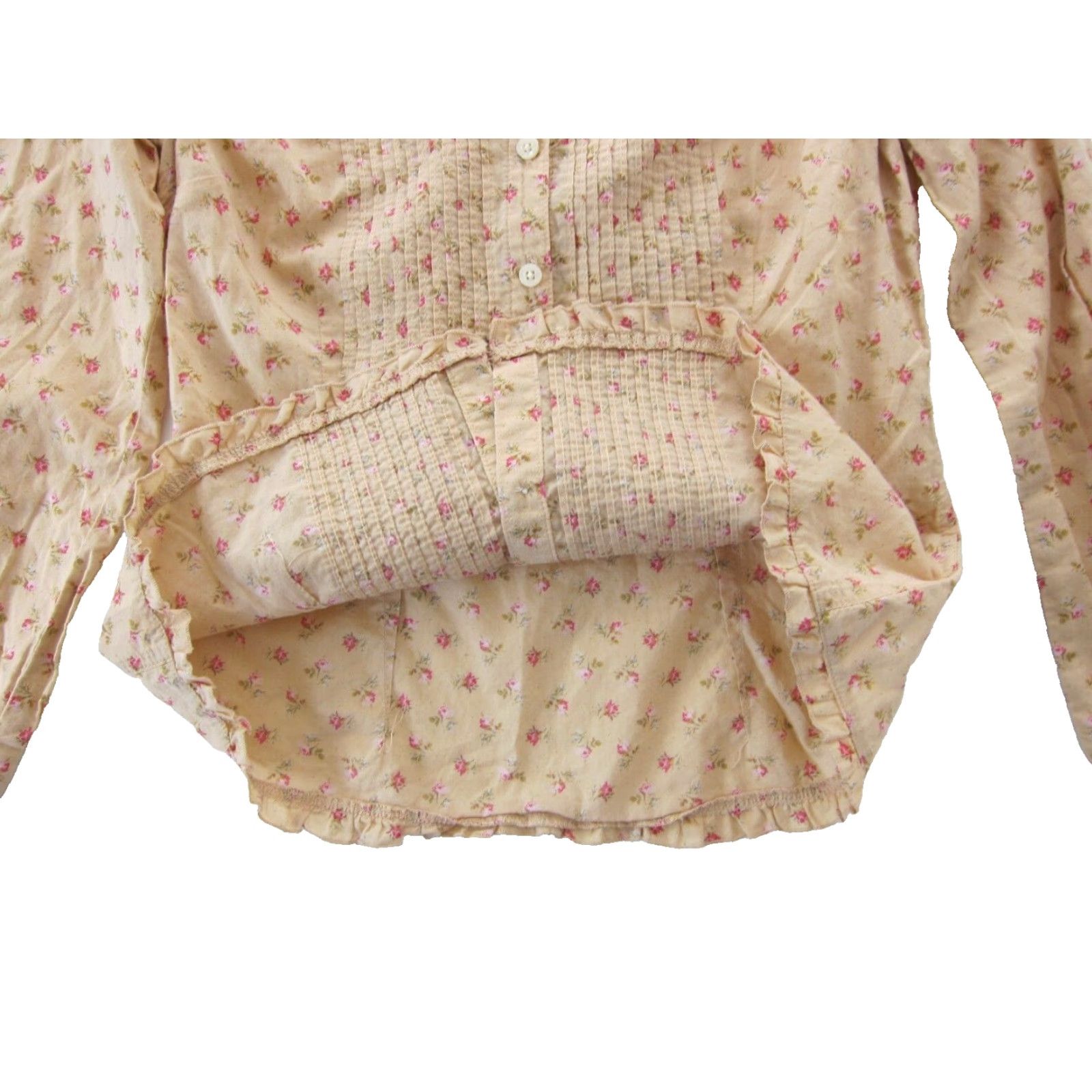 Tommy Hilfiger Tommy Hilfiger Cotton Pink Floral Blouse Small Long Sleeve Button Collar Pleated Ruffle Casual 90s Womens blouse Size S / US 4 / IT 40 - 4 Thumbnail