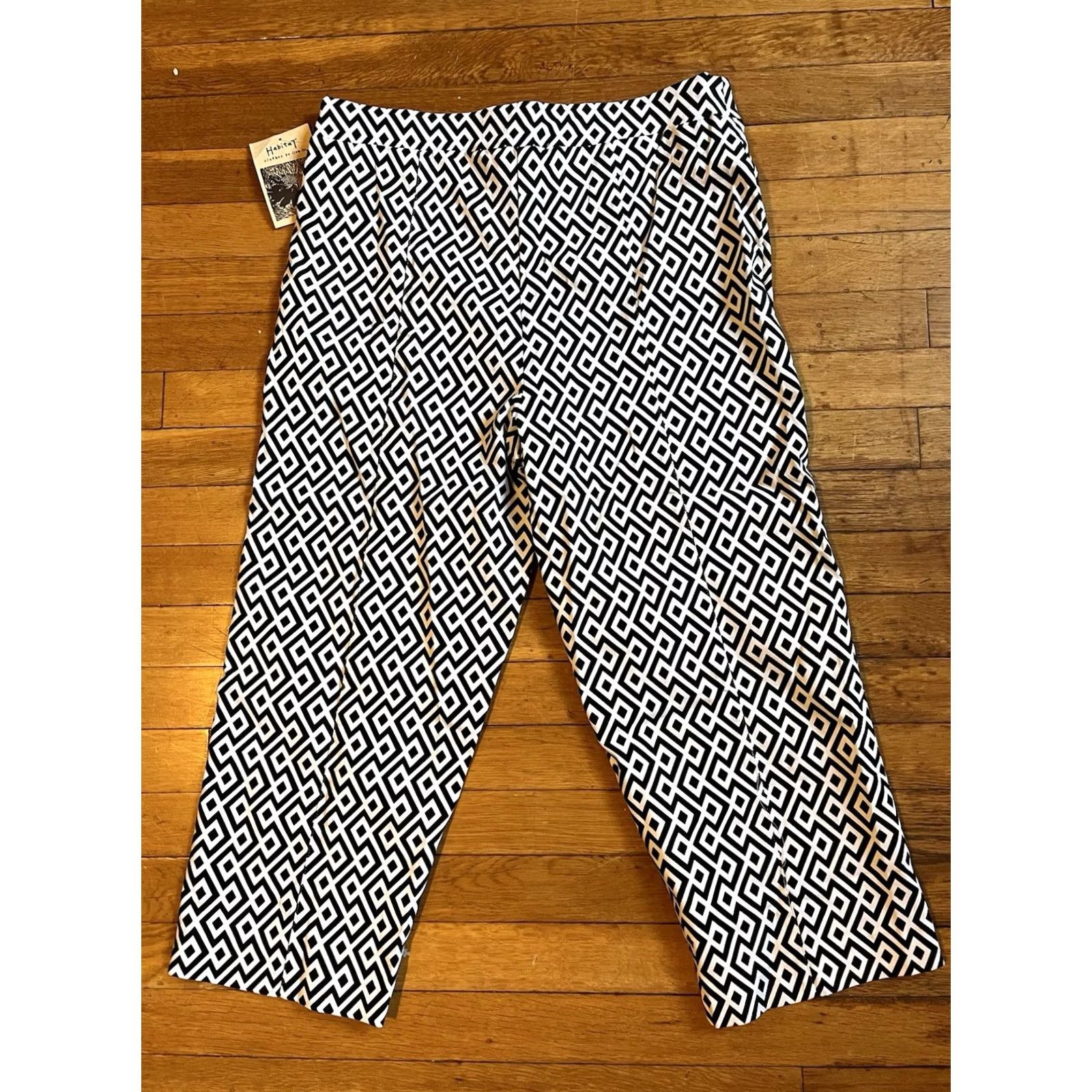 Habitat Habitat Clothes To Live In Pants Women’s L Black White Diamond Wide-Leg Crop Size 36" / US 14 / IT 50 - 7 Thumbnail