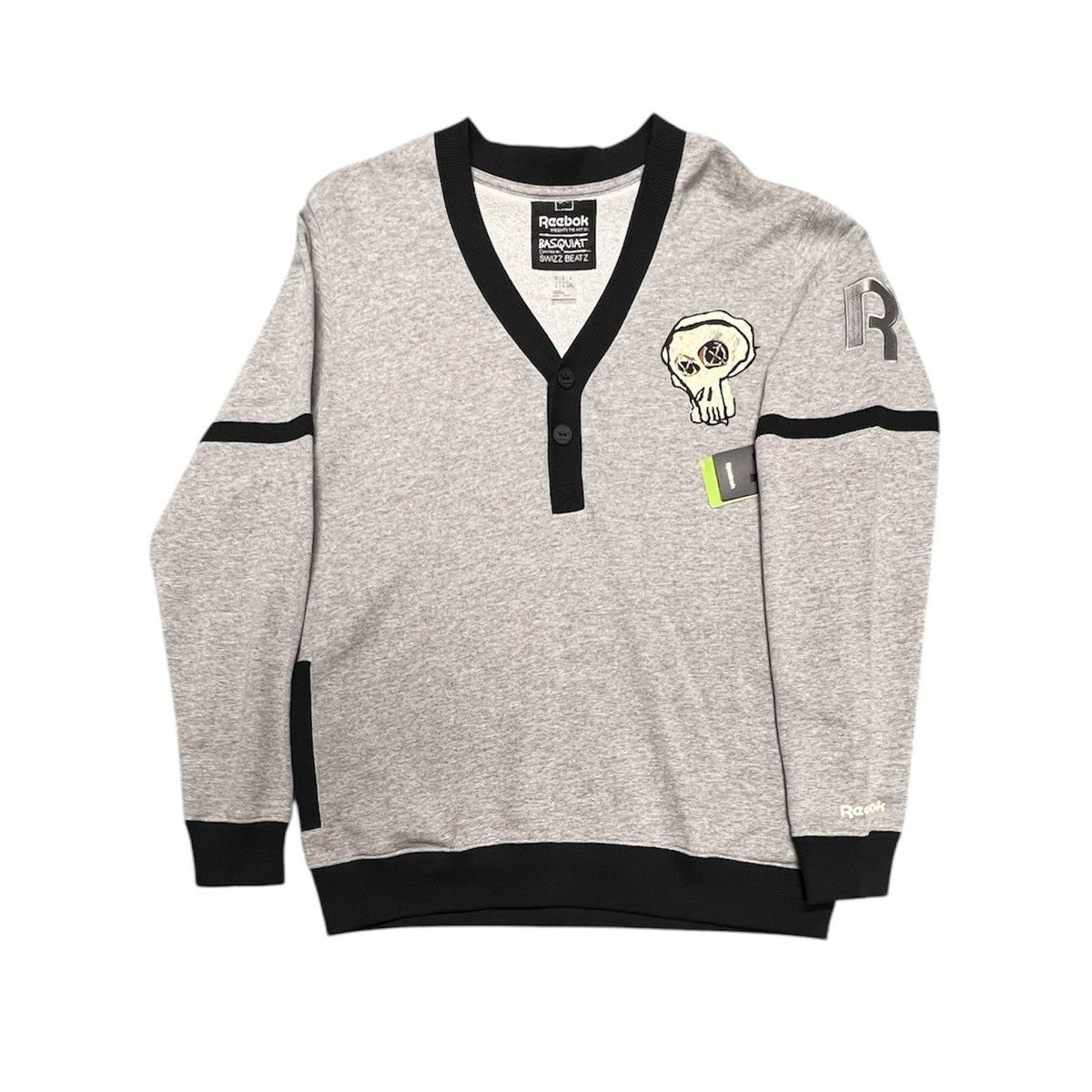Jean Michel Basquiat Reebok Vintage Vintage BASQUIAT x Reebok Skull Art Button Cardigan Sweater Grailed