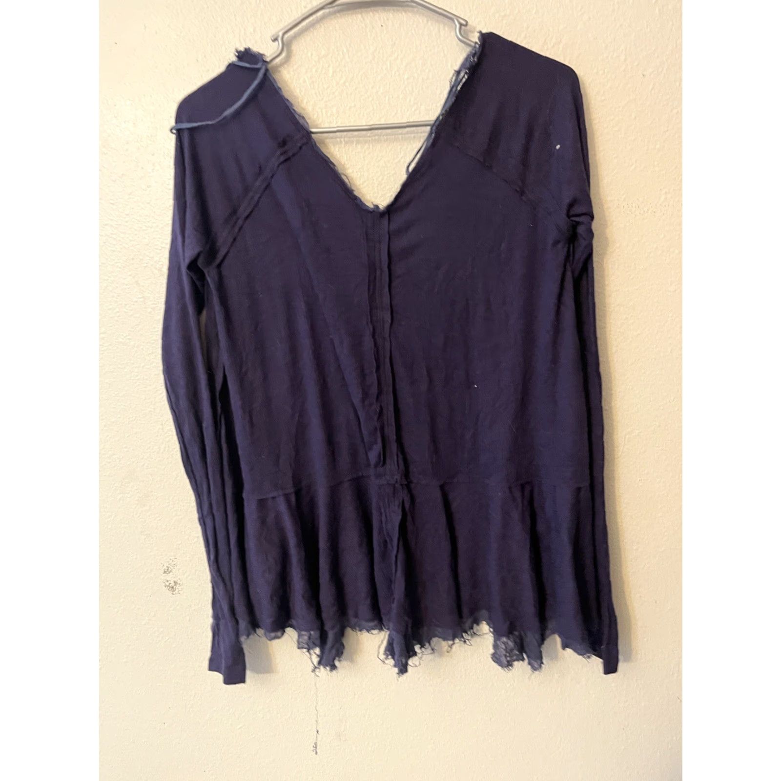 Vintage WE THE FREE Blouse XS Navy Blue Women Oversized Long Sleeve V Neck Shirt Adult XS Navy Blue Casual Womens Blouse We The Free Size XS / US 0-2 / IT 36-38 - 3 Thumbnail