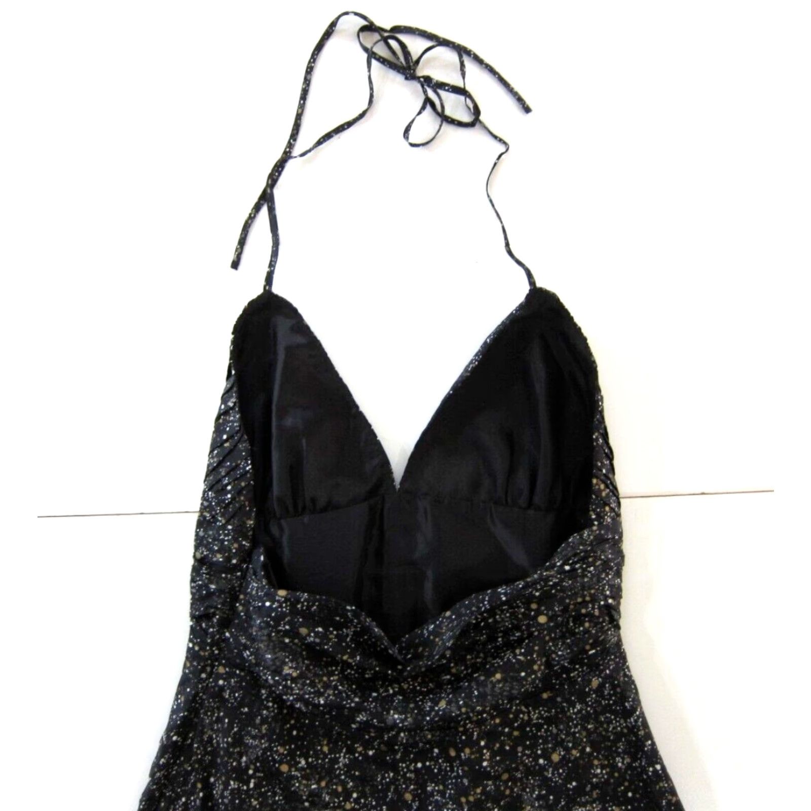 Express VINTAGE Express 100% Silk Black Gold White Speckled Empire Halter Sun Dress Women 6 Size M / US 6-8 / IT 42-44 - 4 Thumbnail