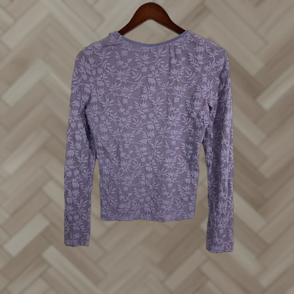 J. Jill VINTAGE J. Jill Purple Floral Long Sleeve Shirt Blouse PXS Petite Womens Embroidered Round Neck Floral 510 Size XS / US 0-2 / IT 36-38 - 1 Thumbnail