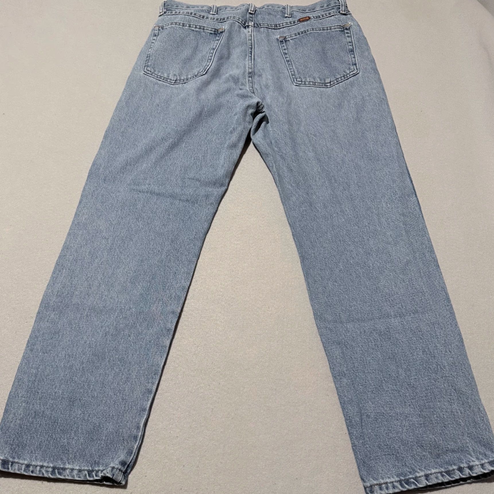 Denime Rustler Jeans Men Denim Light Wash 5-Pocket Pockets Regular Straight Zip Fly 36x30 Blue Jeans Size US 36 / EU 52 - 2 Thumbnail