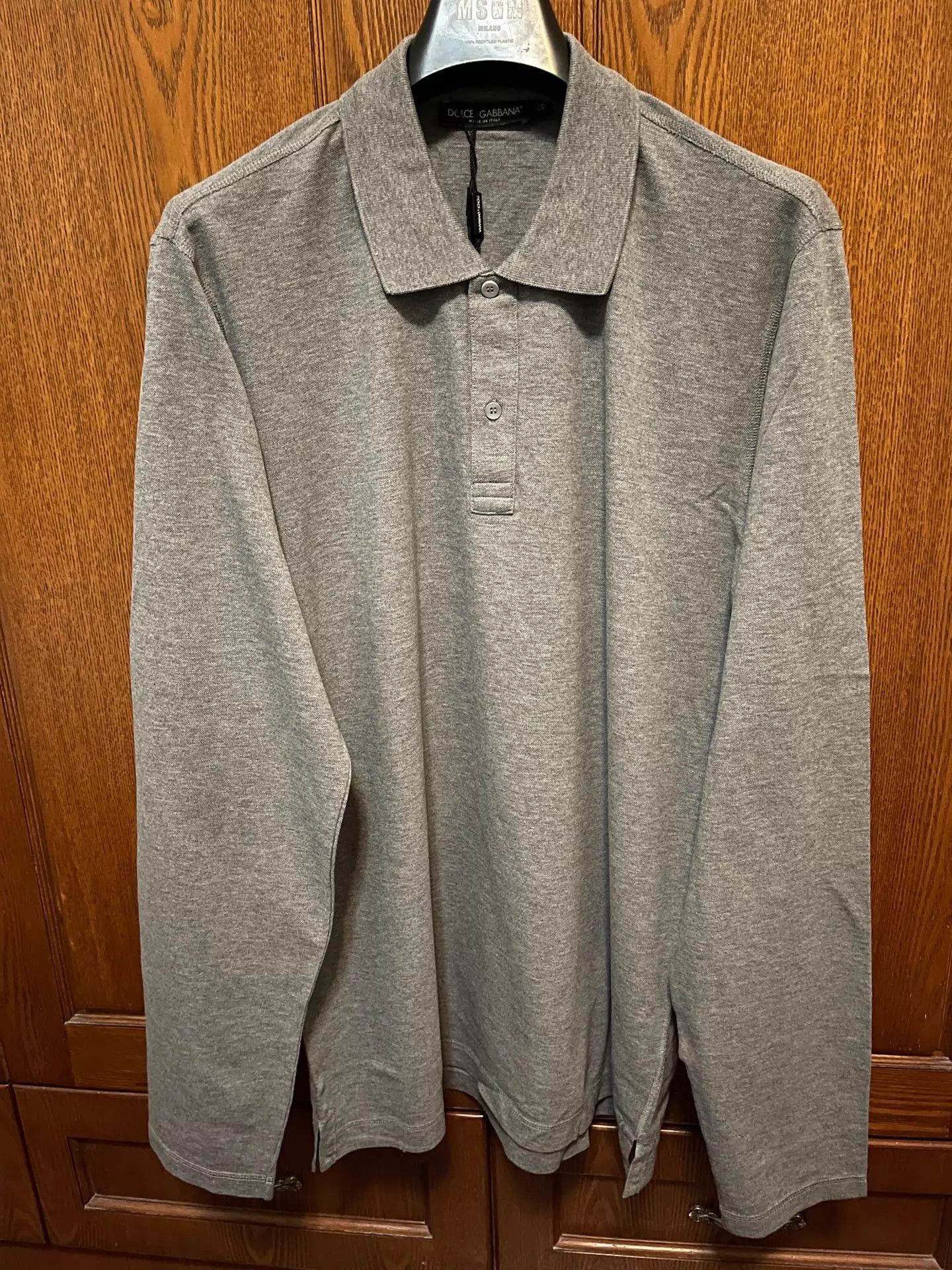 Dolce & Gabbana DG long sleeve slim fit polo shirt smoke gray 56 Size US XL / EU 56 / 4 - 1 Thumbnail