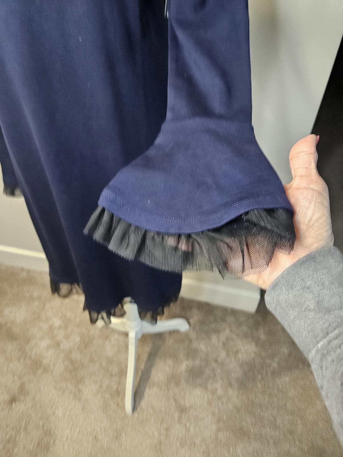 Designer Nwt Crown & Ivy Novel Navy Long Sleeve with Tulle Size S / US 4 / IT 40 - 4 Thumbnail