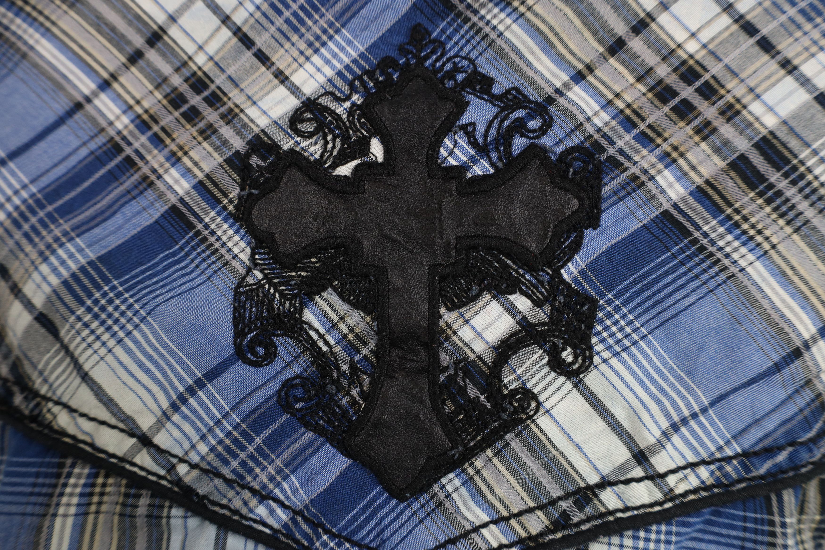 Vintage Buckle UFC MMA Iron Cross Studded Snap Button Shirt Plaid Size US M / EU 48-50 / 2 - 13 Thumbnail