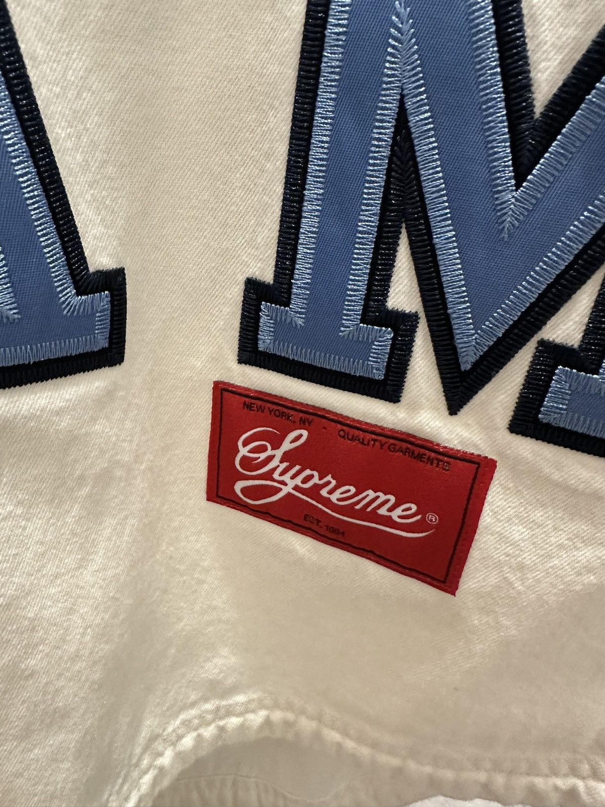 Supreme SUPREME DENIM BASEBALL JERSEY (White) Size US M / EU 48-50 / 2 - 4 Thumbnail