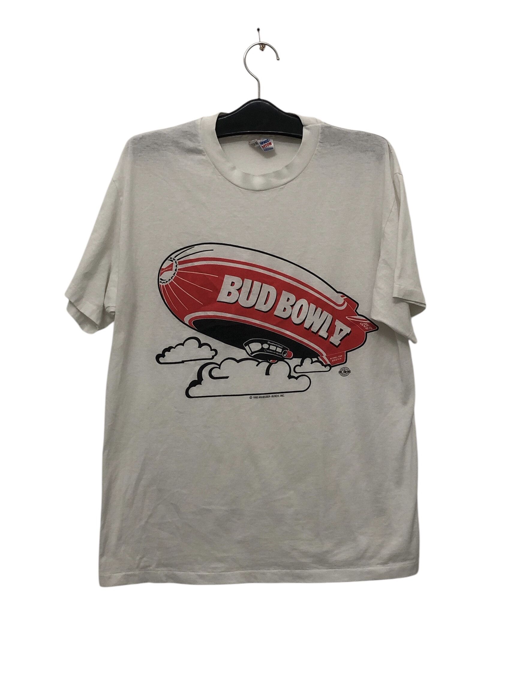 Budweiser × Hanes × Vintage Vintage 90s Hanes Poly-Cotton Bud Bowl Tshirt Size US L / EU 52-54 / 3 - 1 Thumbnail